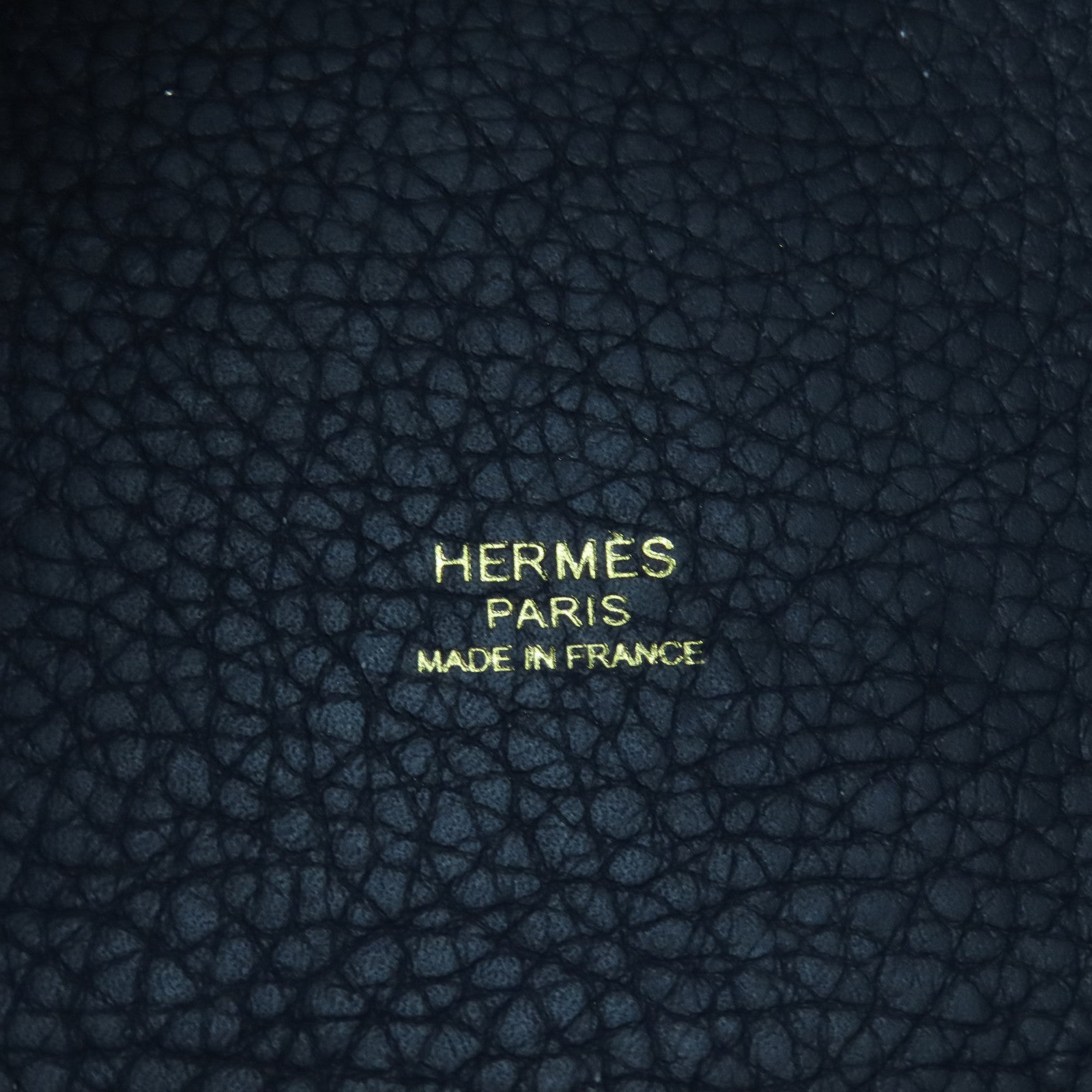 HERMES Clemence皮革Picotin PM金扣手挽袋午夜藍