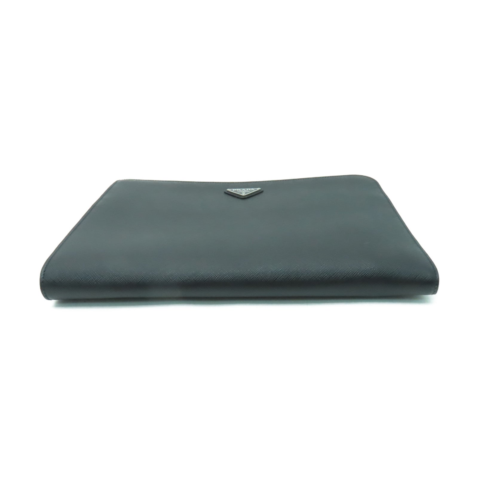 PRADA 牛皮皮革Clutch Bag銀扣手拿包黑色