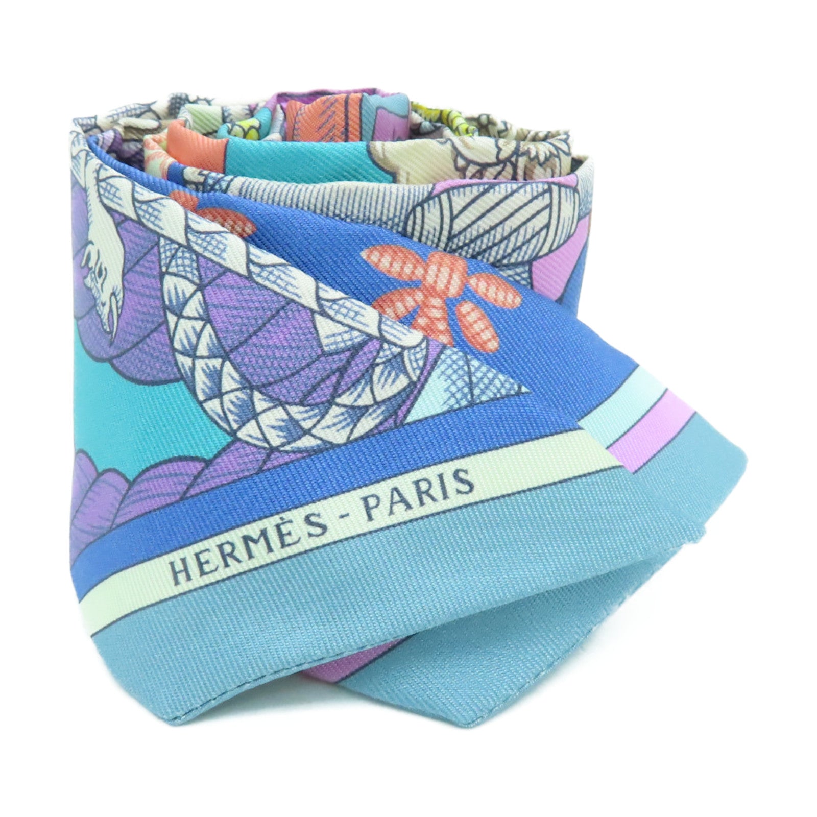 HERMES 丝质Twilly丝巾浅蓝色/彩色