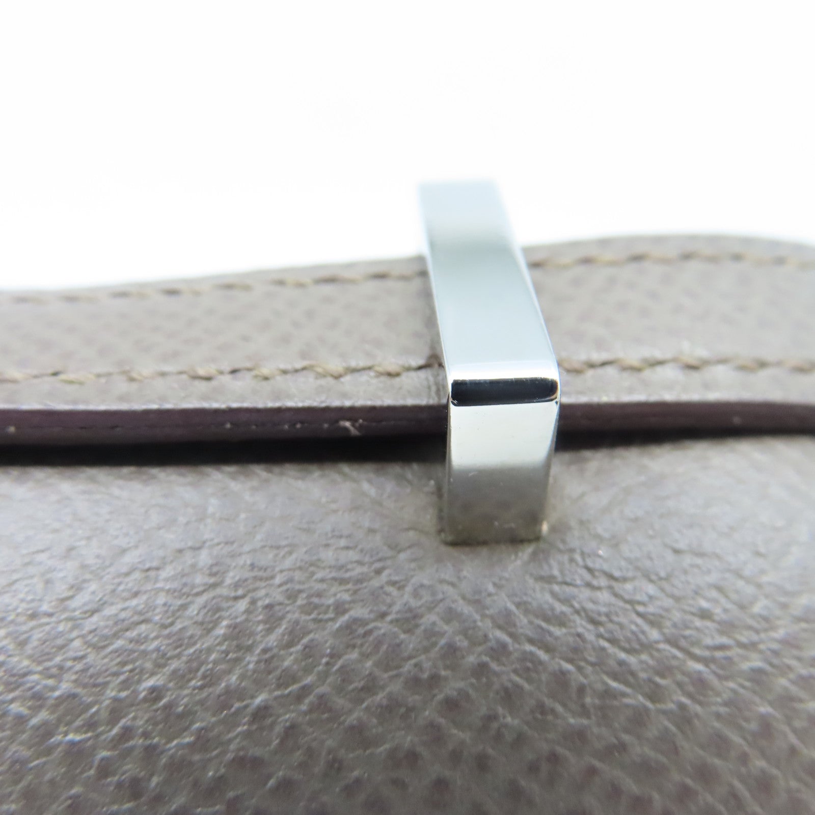 HERMES Epsom皮革Constance Elan銀扣肩背袋錫器灰色