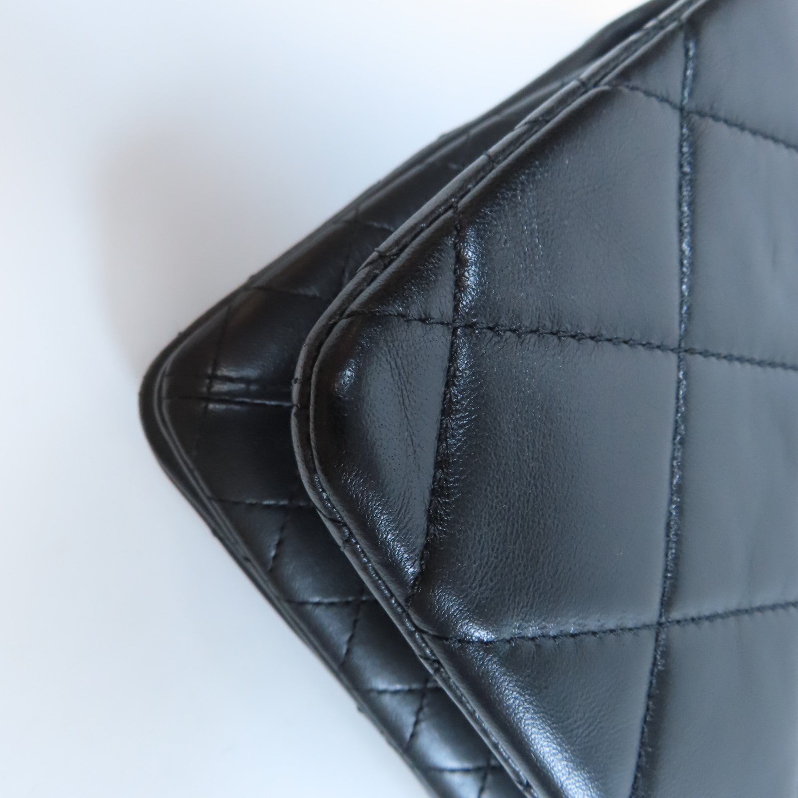 CHANEL 菱格羊皮皮革Chain Shoulder Bag金扣鏈帶肩背袋黑色