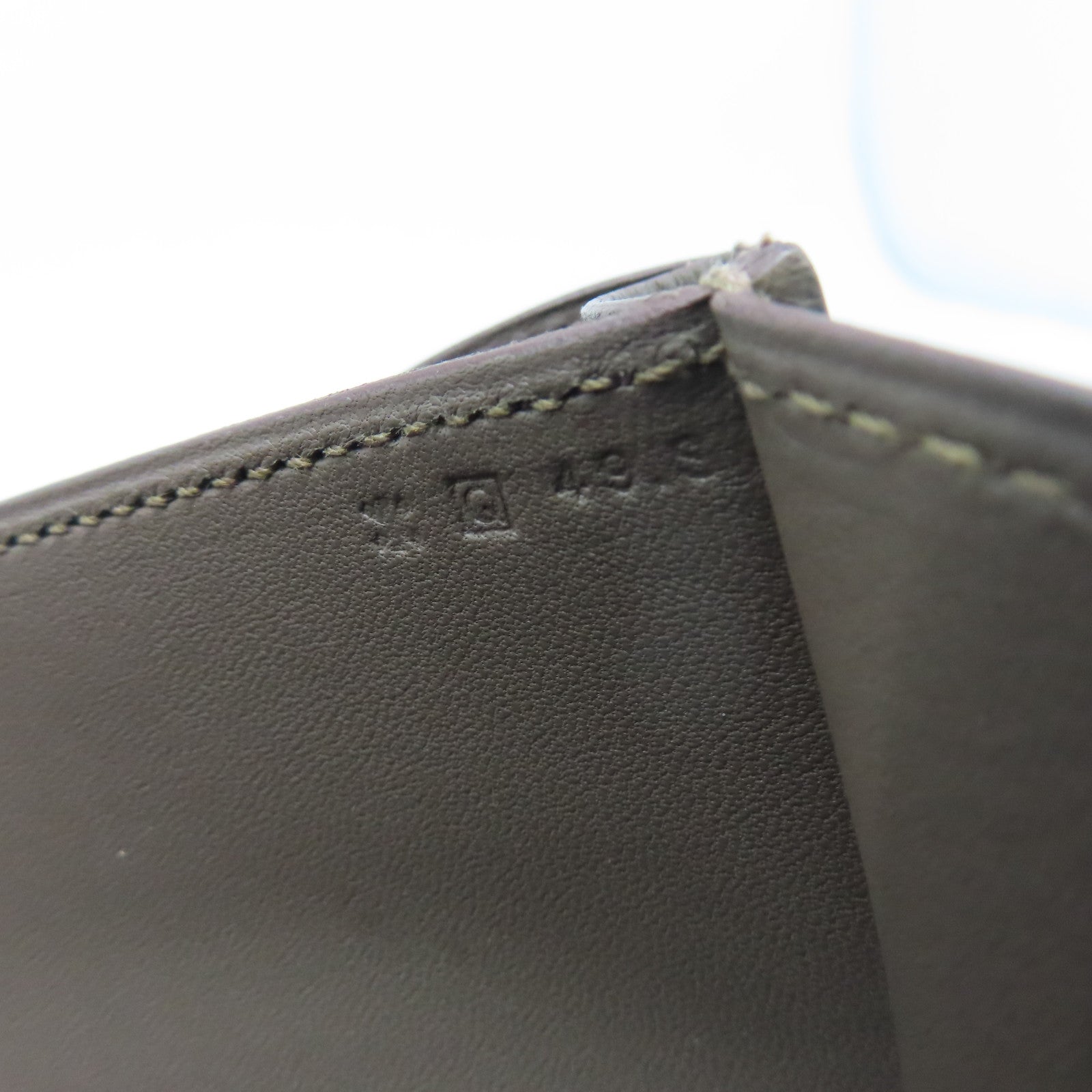 HERMES Epsom皮革Constance Elan銀扣肩背袋錫器灰色