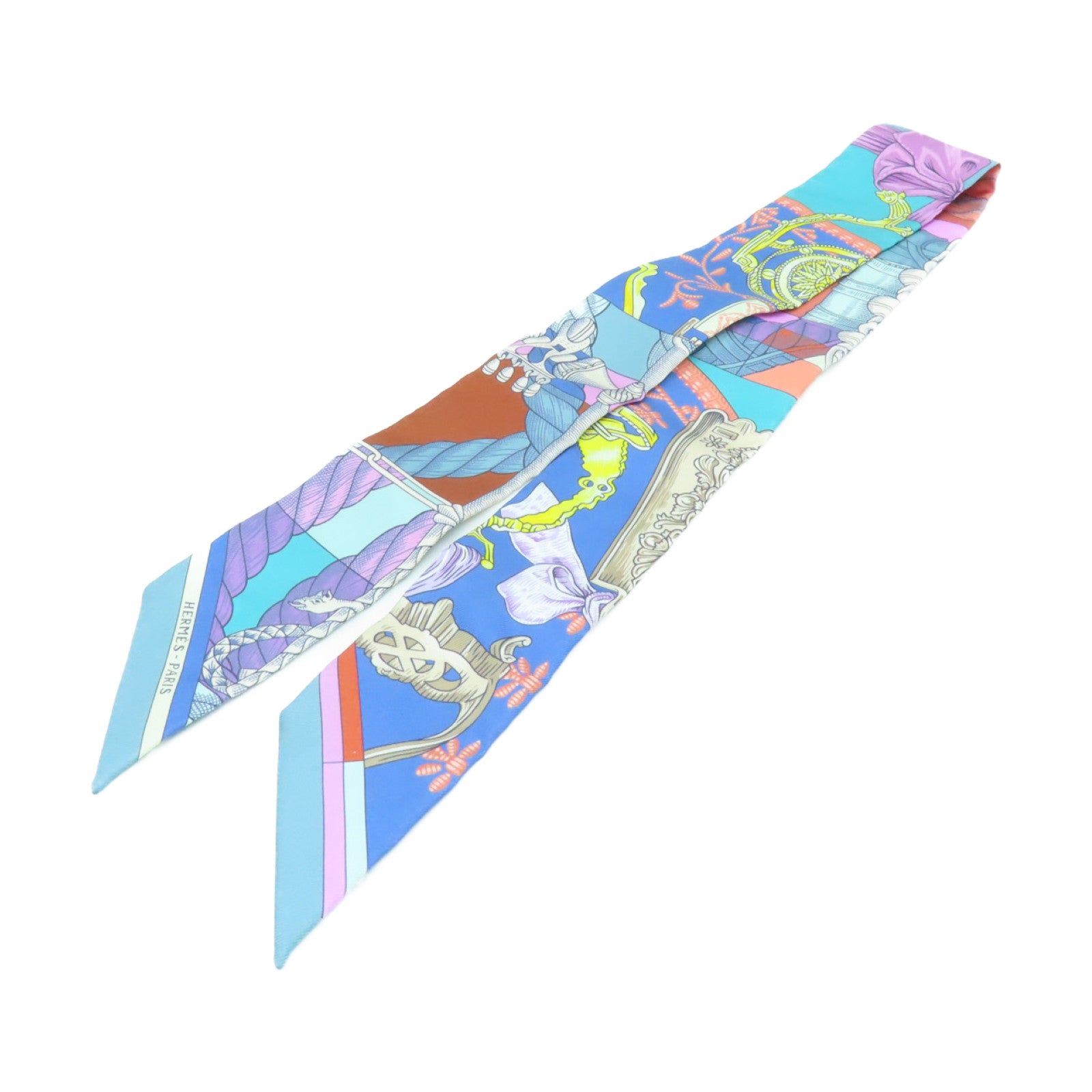HERMES 丝质Twilly丝巾浅蓝色/彩色