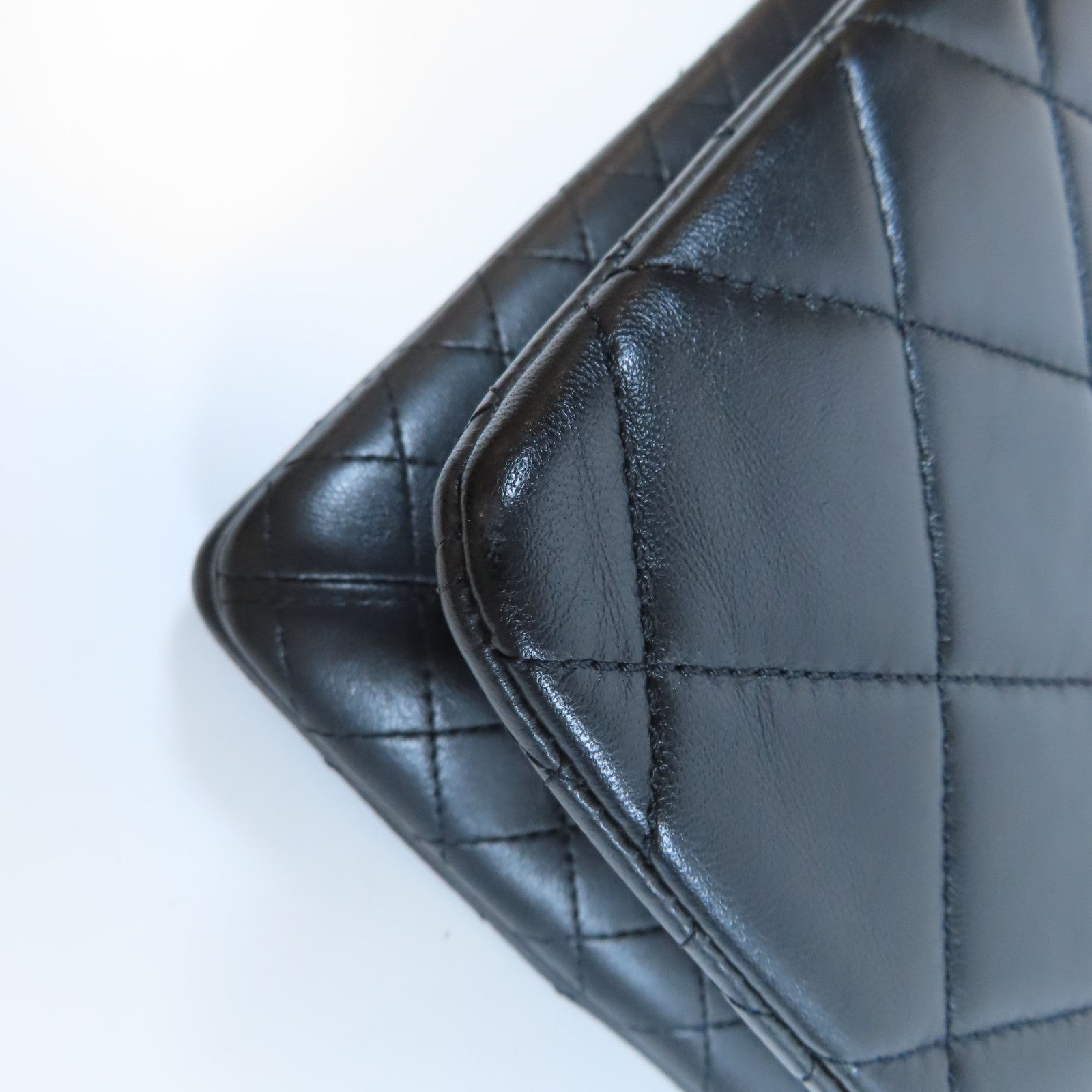 CHANEL 菱格羊皮皮革Chain Shoulder Bag金扣鏈帶肩背袋黑色
