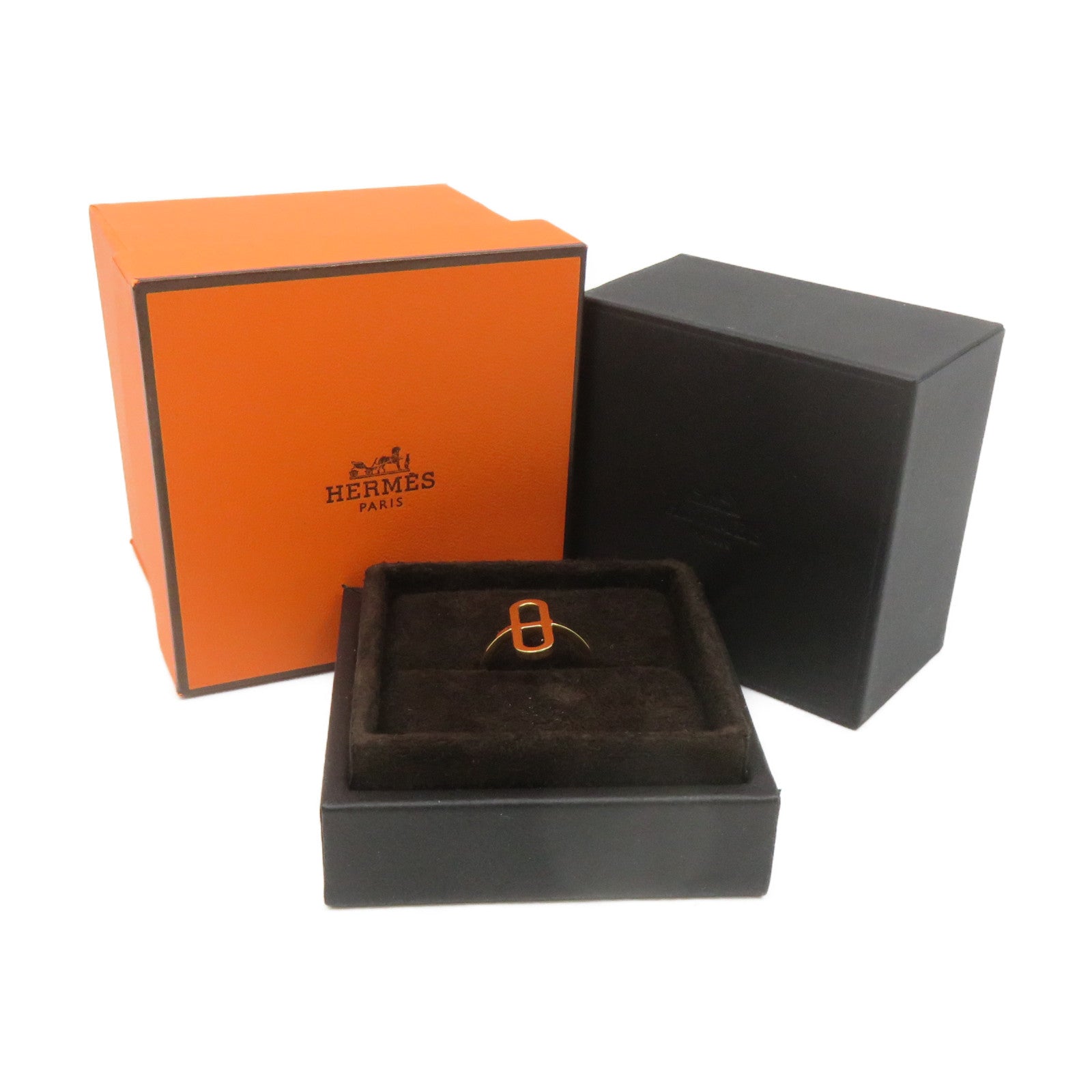 HERMES 18K rose gold Ever Chaine D'ancre Ring #51