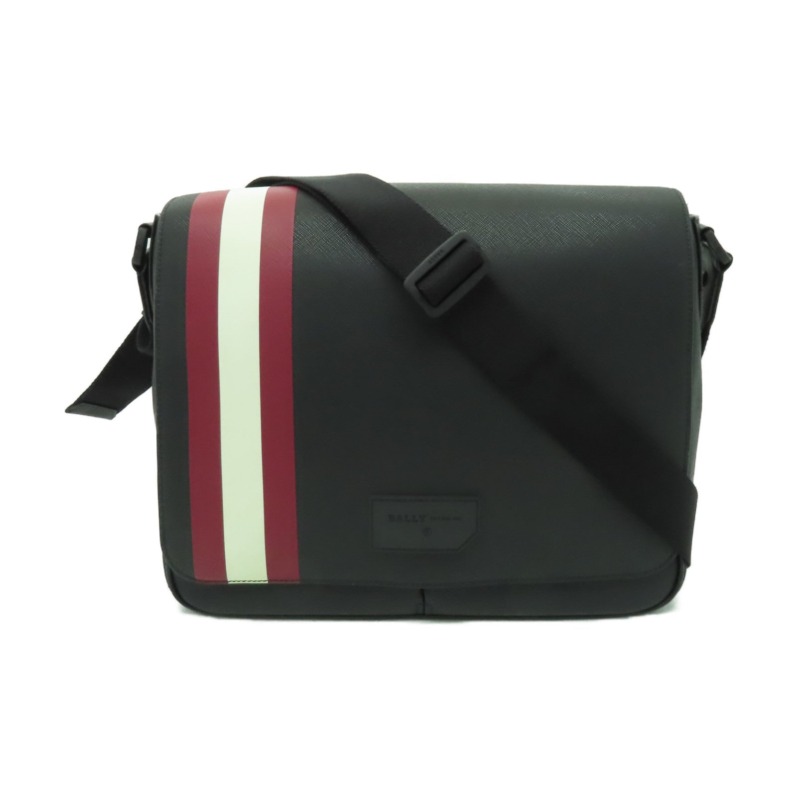 BALLY 塗層帆布Shoulder Bag銀扣肩背袋黑色