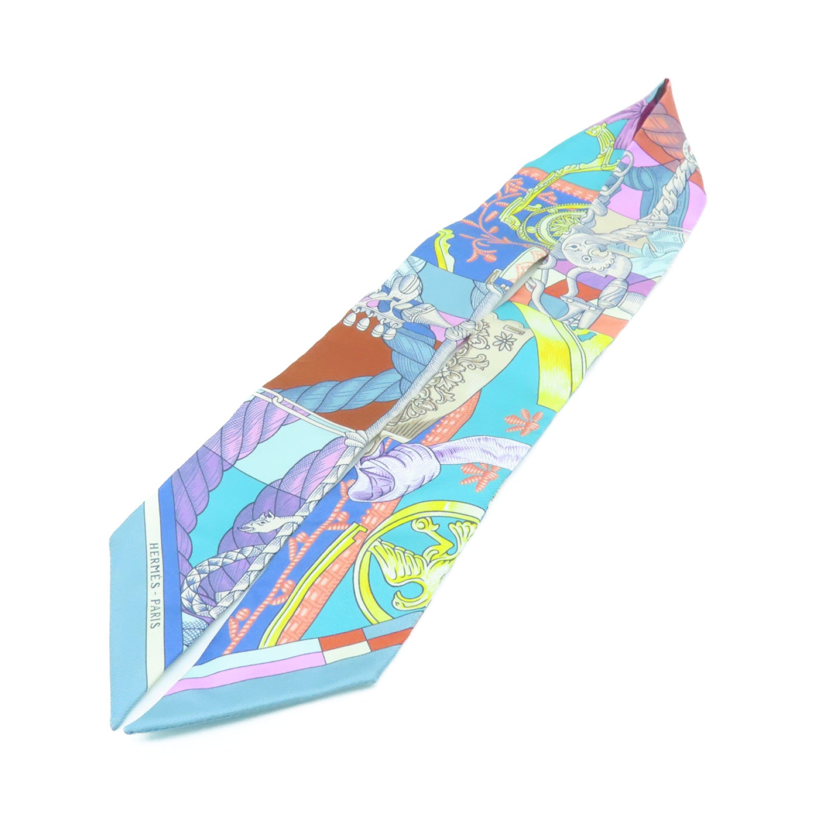 HERMES 丝质Twilly丝巾浅蓝色/彩色