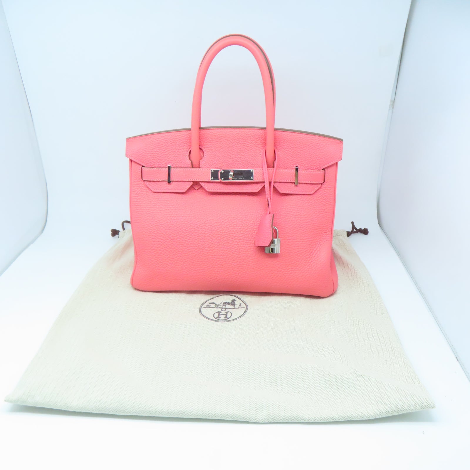 HERMES Togo皮革Birkin 30銀扣手挽袋唇膏粉色