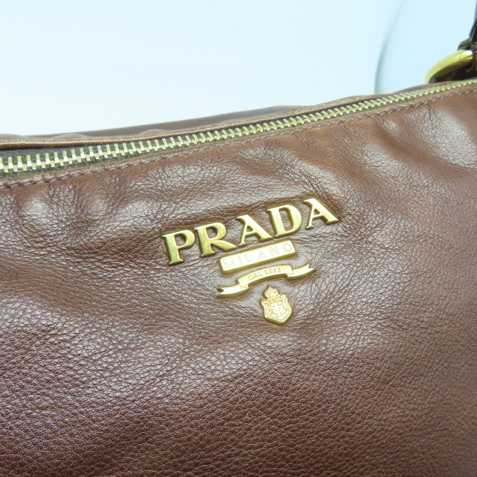 PRADA 牛皮皮革2 Way Shoulder Bag金扣手挽肩背兩用袋深啡色