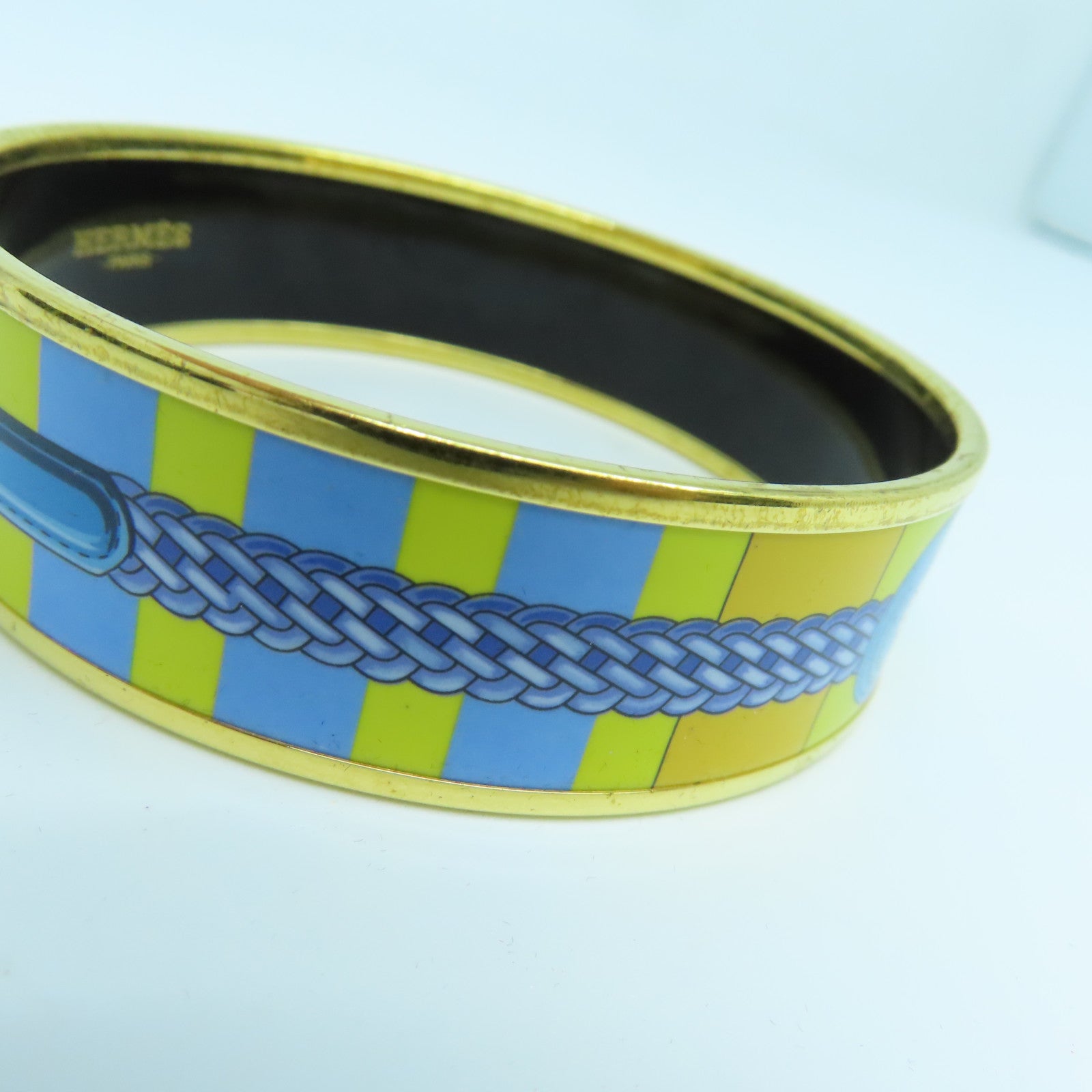 HERMES 金屬Bangle手鐲藍色/黃色