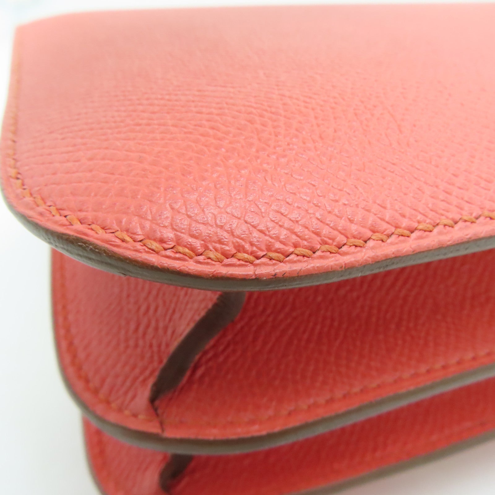 HERMES Epsom皮革Constance 24银扣肩背袋Flamingo