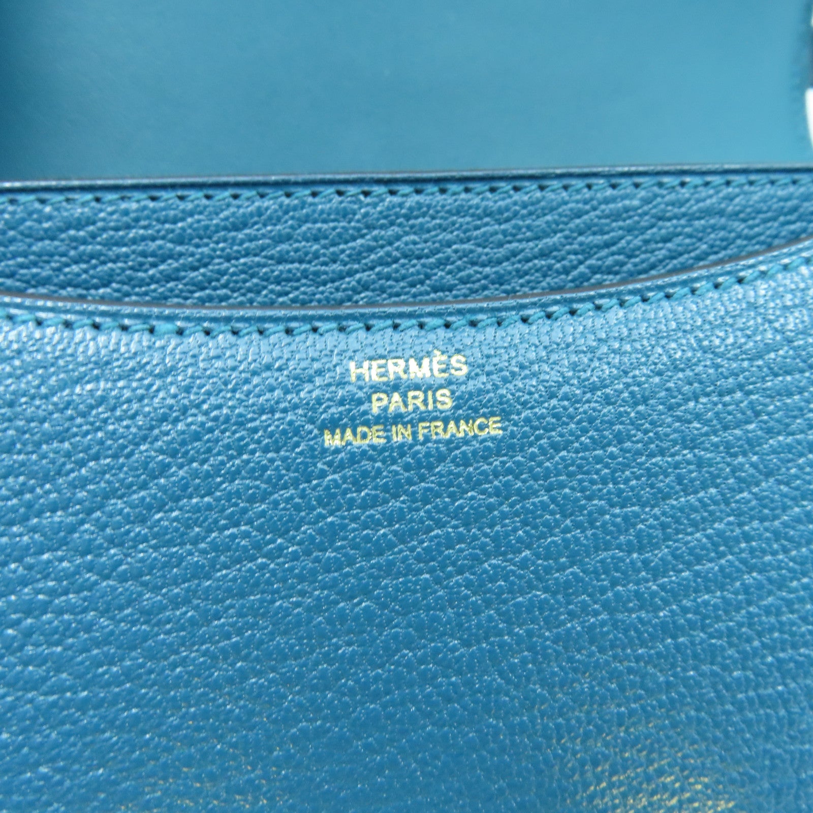 HERMES Mysore leather Constance Mini gold buckle handle shoulder bag green