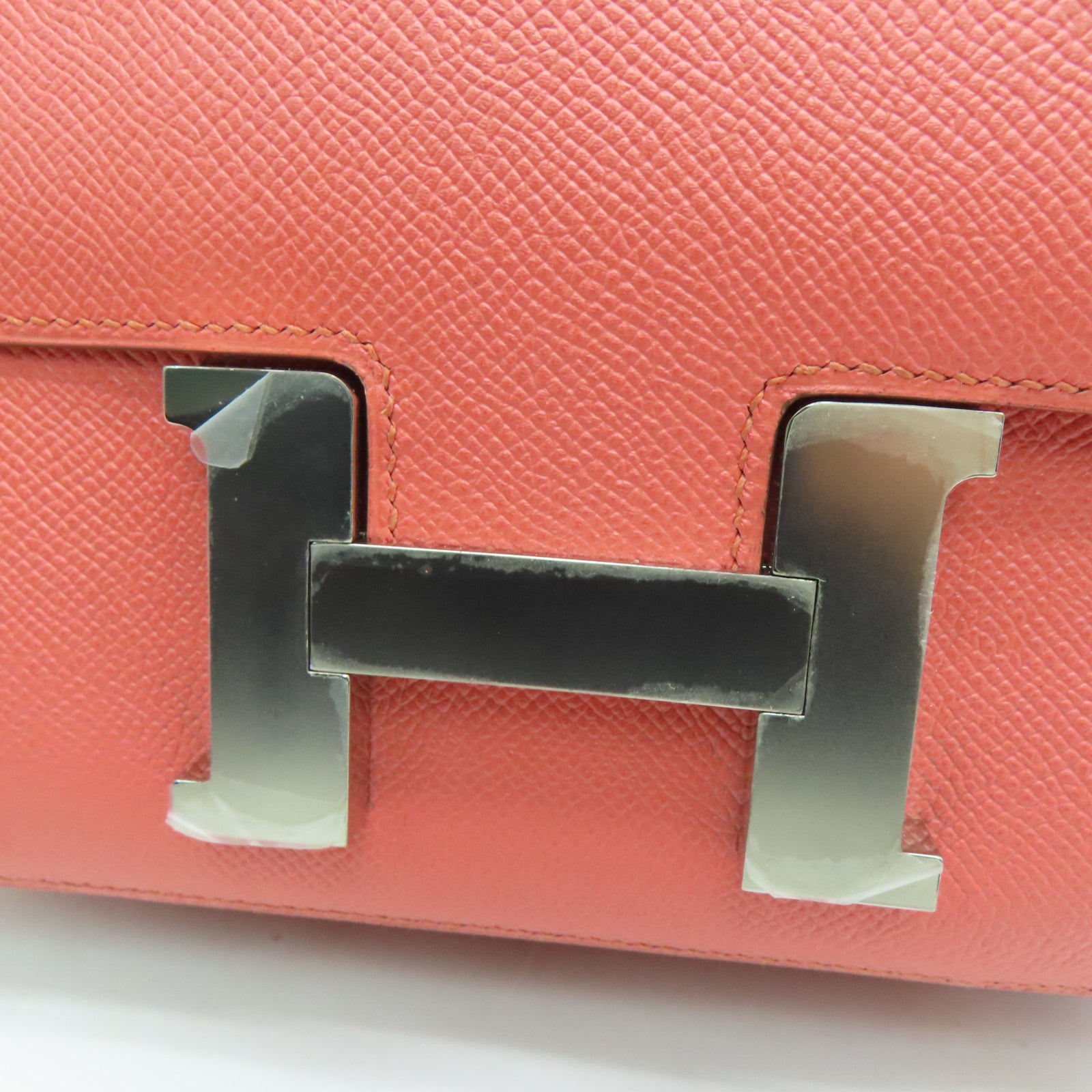 HERMES Epsom皮革Constance 24银扣肩背袋Flamingo
