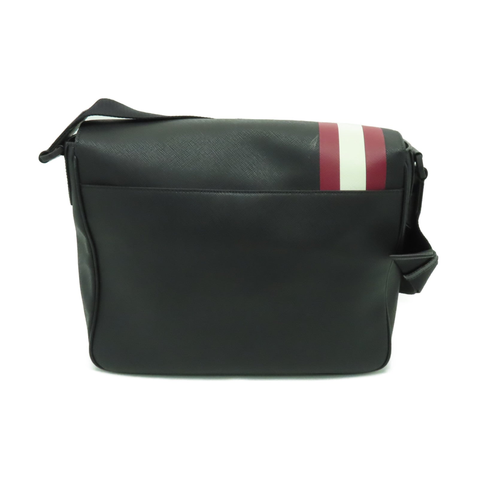 BALLY 塗層帆布Shoulder Bag銀扣肩背袋黑色