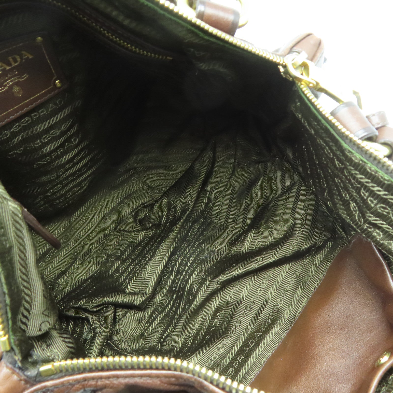 PRADA 牛皮皮革2 Way Shoulder Bag金扣手挽肩背兩用袋深啡色