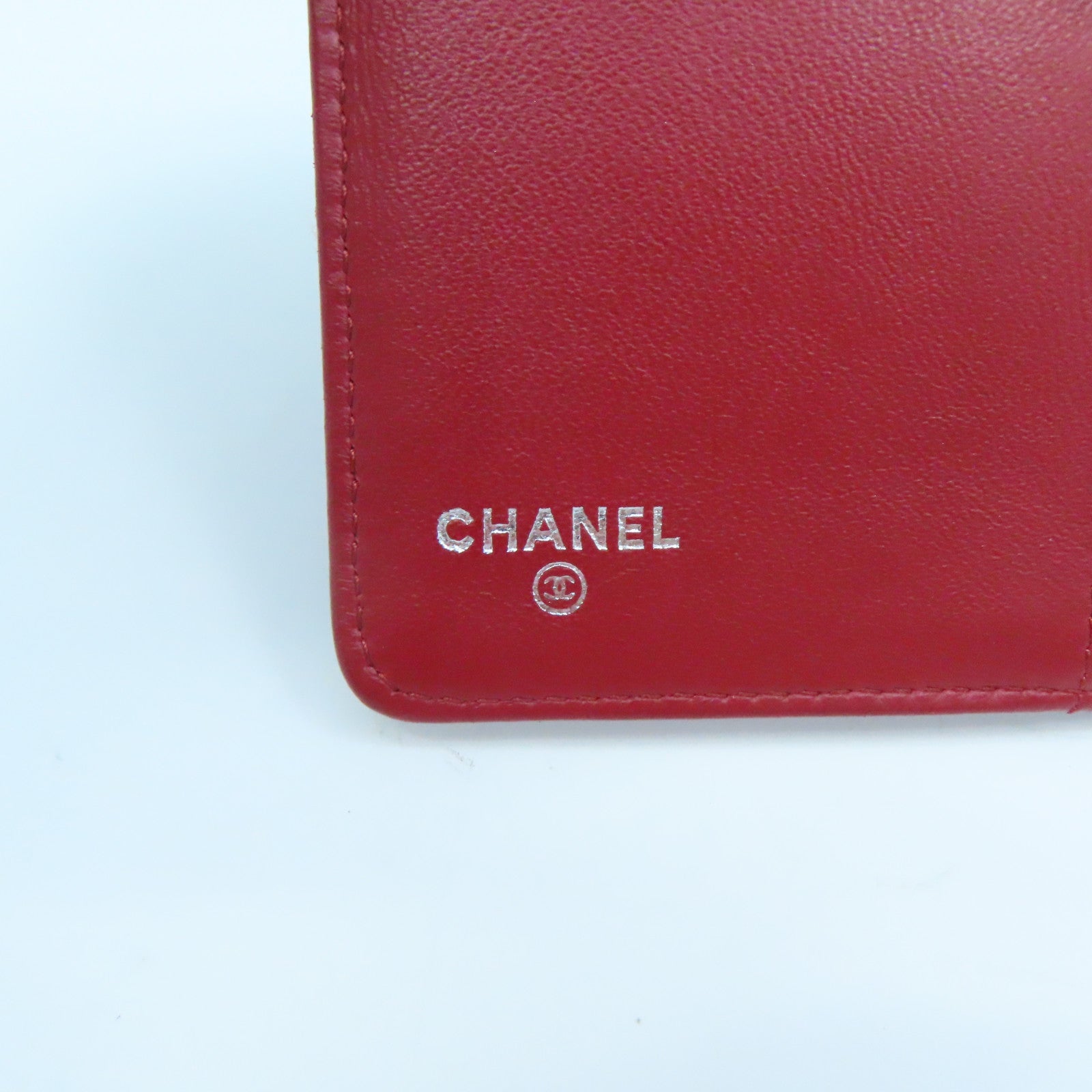 CHANEL 菱格羊皮皮革Wallet銀扣錢包紅色