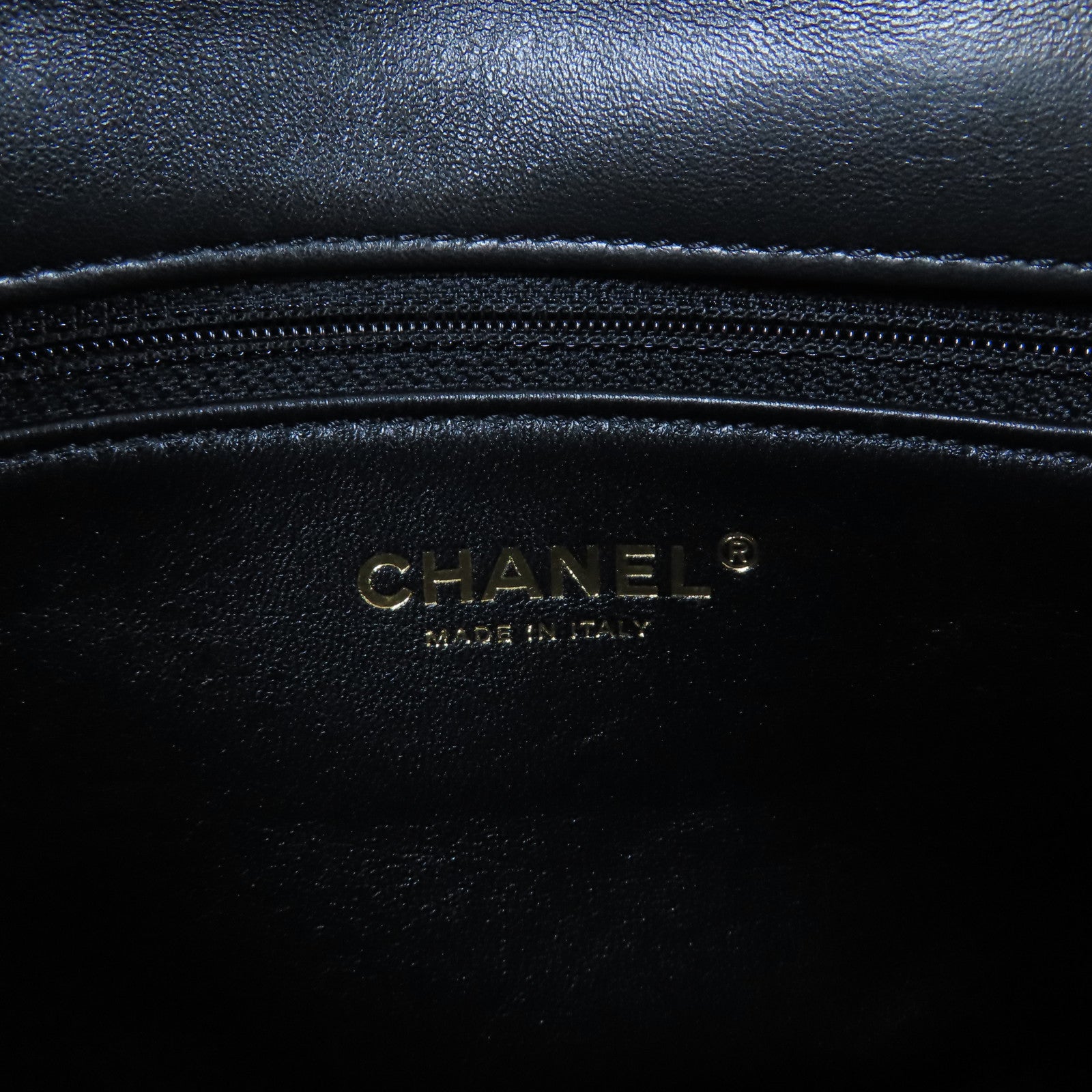 CHANEL 菱格羊皮皮革Chain Shoulder Bag金扣鏈帶肩背袋黑色