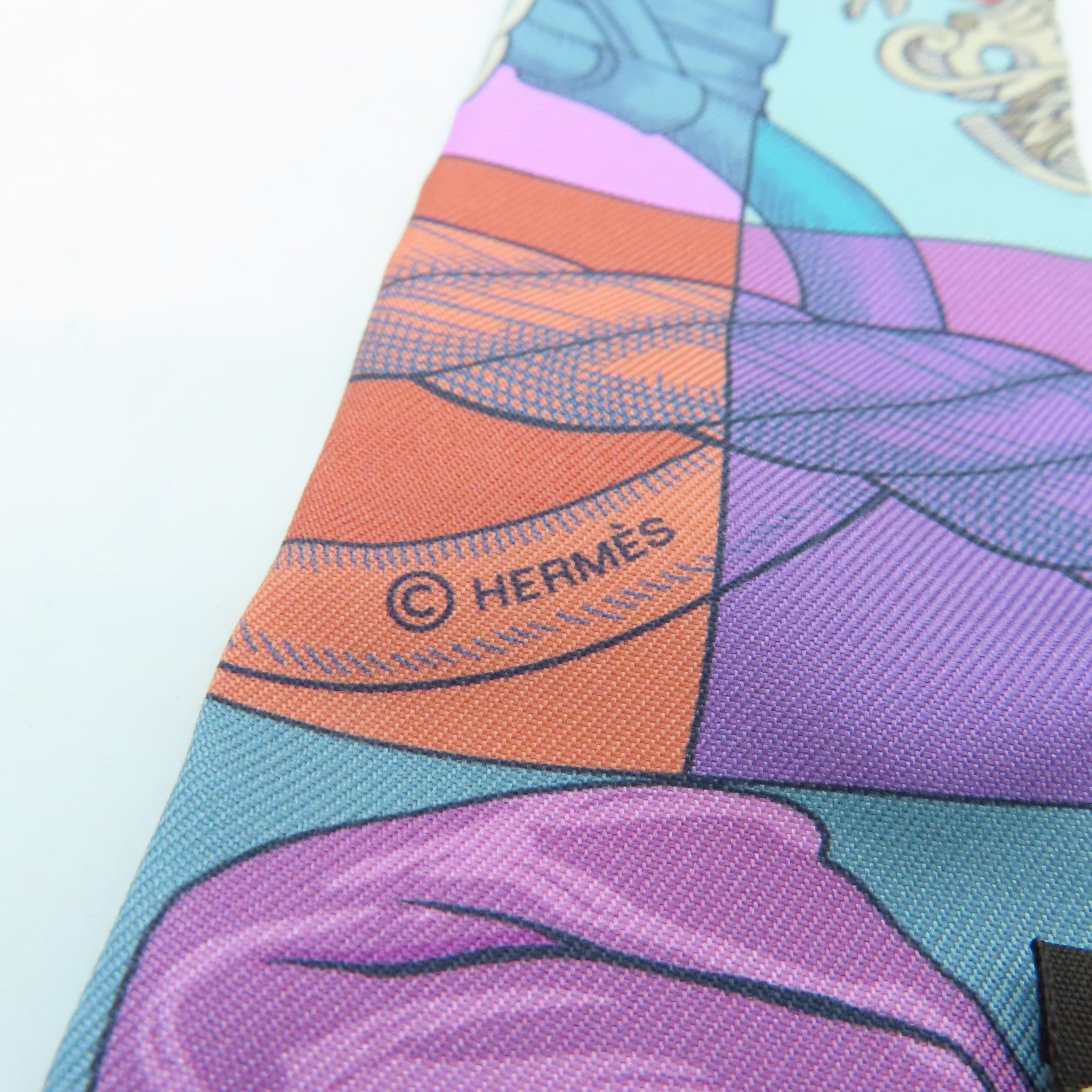 HERMES 丝质Twilly丝巾浅蓝色/彩色