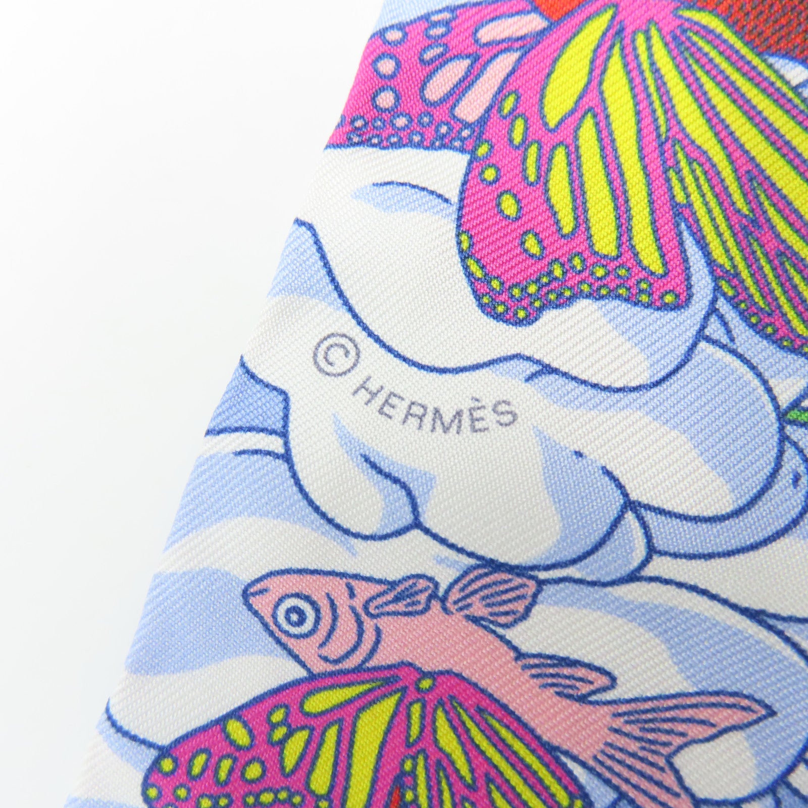 HERMES 【激減優惠】絲質Twilly絲巾紅色/藍色