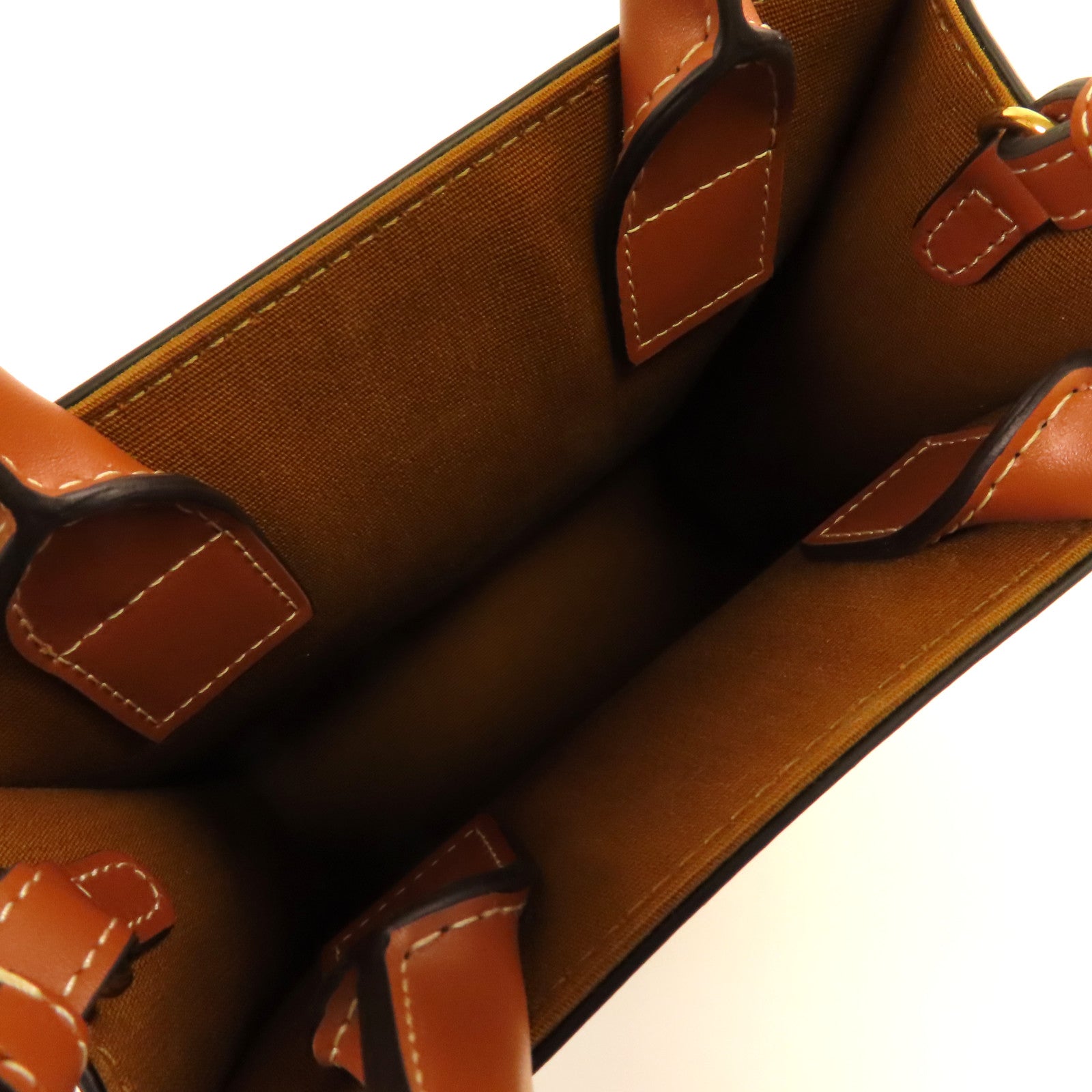 CELINE 塗層帆布Mini Cabas金扣肩背袋啡色
