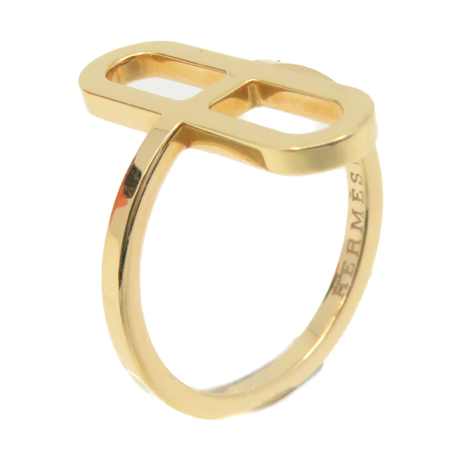 HERMES 18K rose gold Ever Chaine D'ancre Ring #51