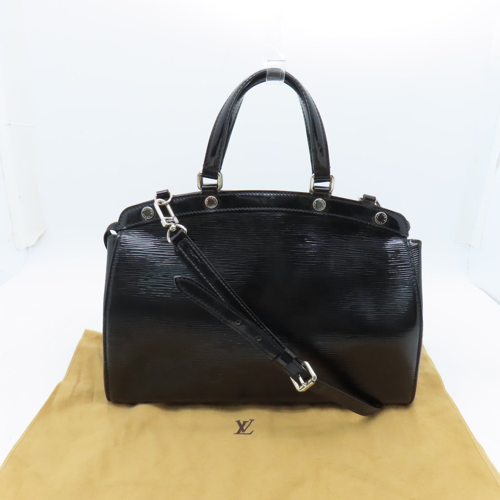 LOUIS VUITTON Epi Electric Brea MM銀扣手挽肩背兩用袋黑色