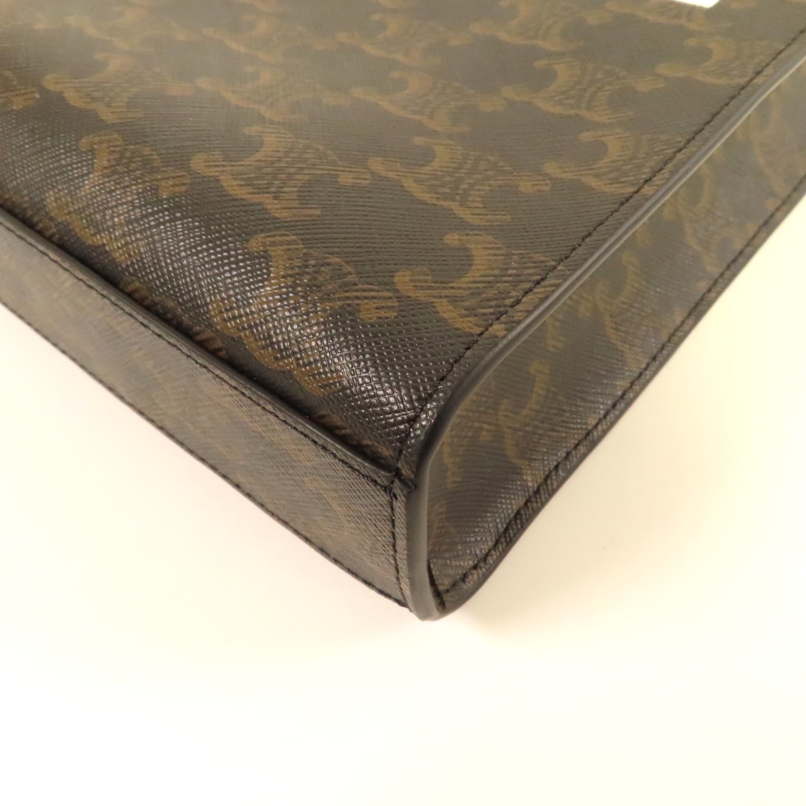 CELINE 塗層帆布Mini Cabas金扣肩背袋啡色