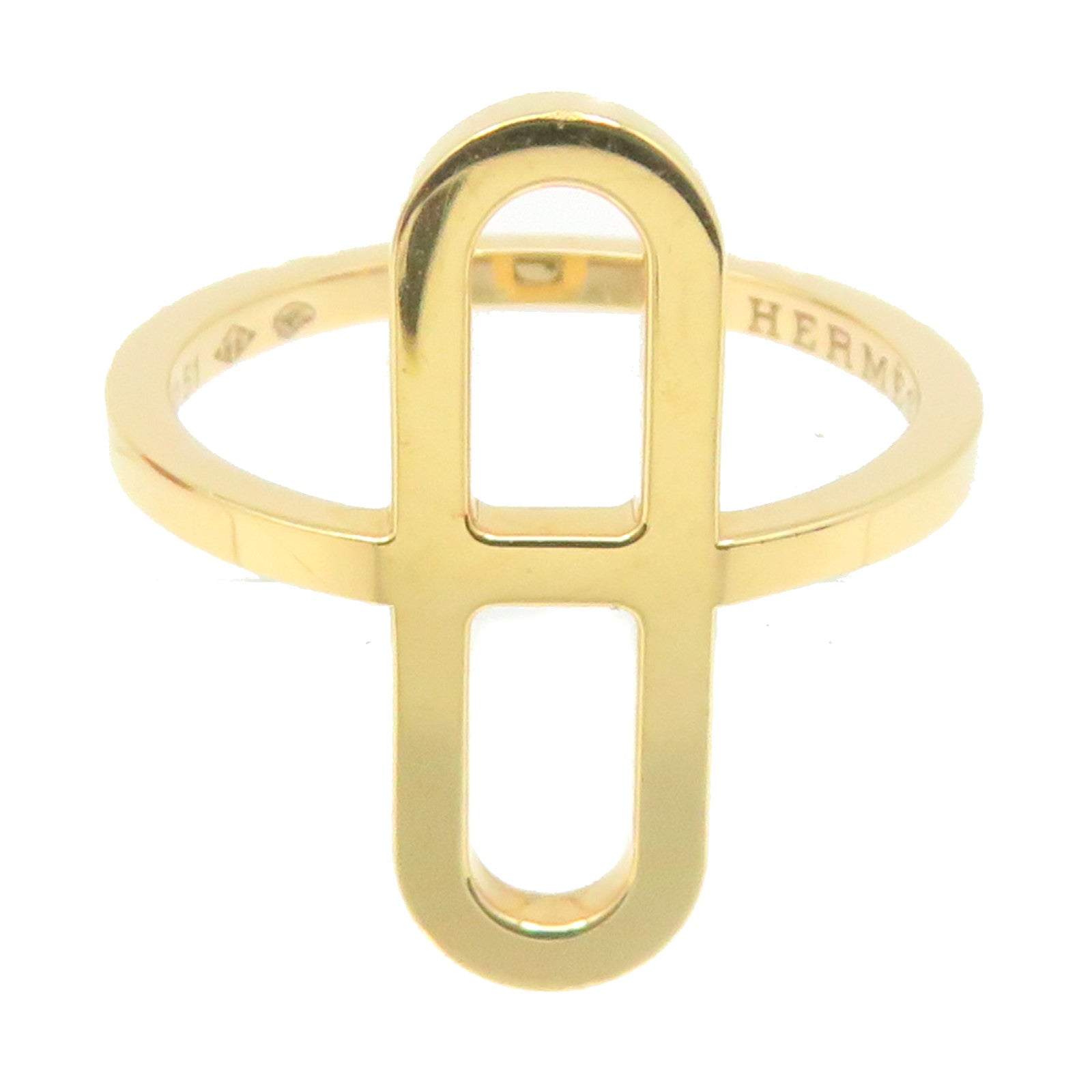 HERMES 18K rose gold Ever Chaine D'ancre Ring #51