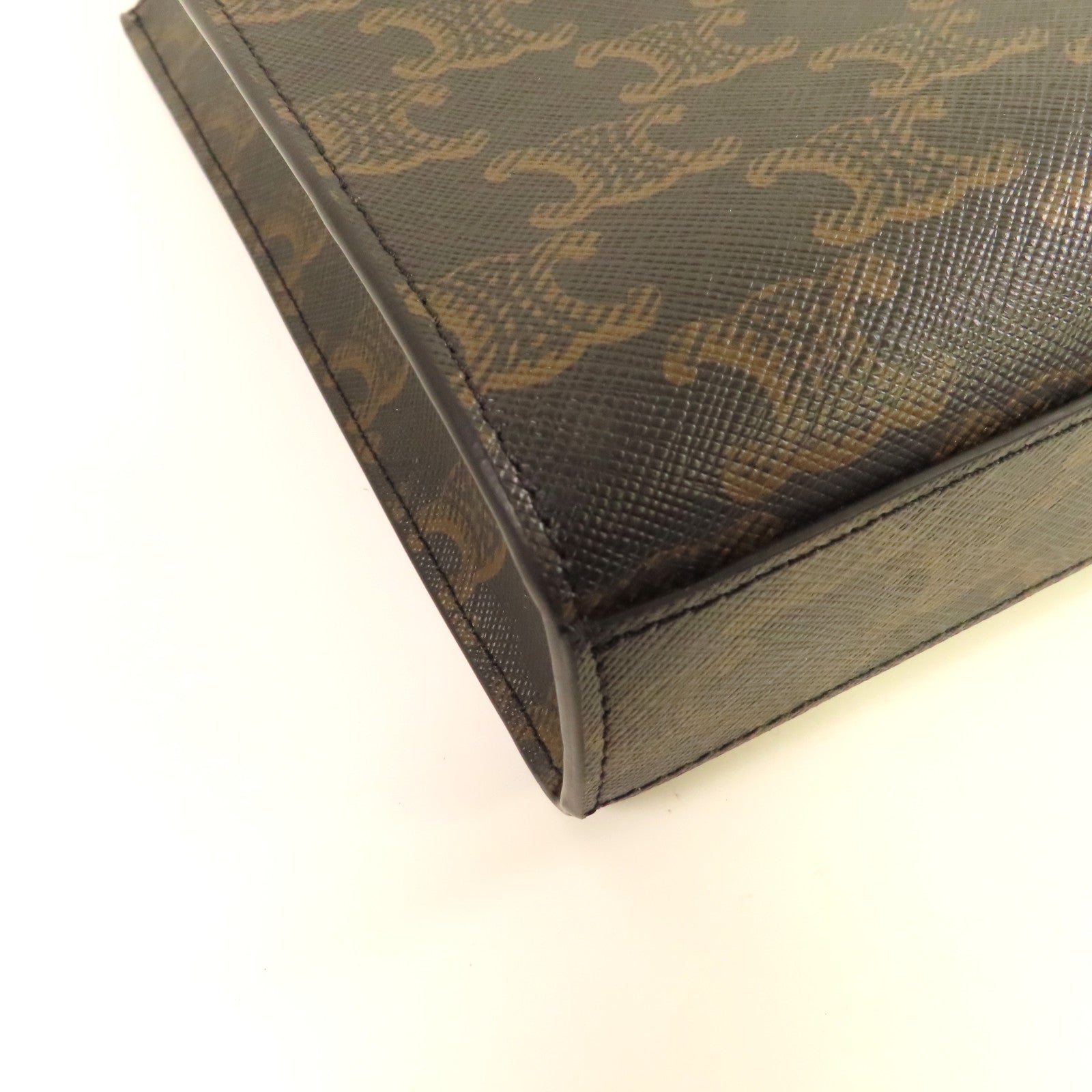CELINE 塗層帆布Mini Cabas金扣肩背袋啡色