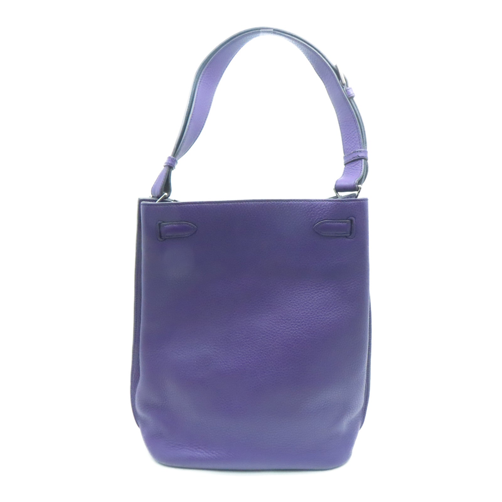 HERMES 【激減優惠】Clemence皮革So Kelly 26 One Shoulder銀扣肩背袋紫色