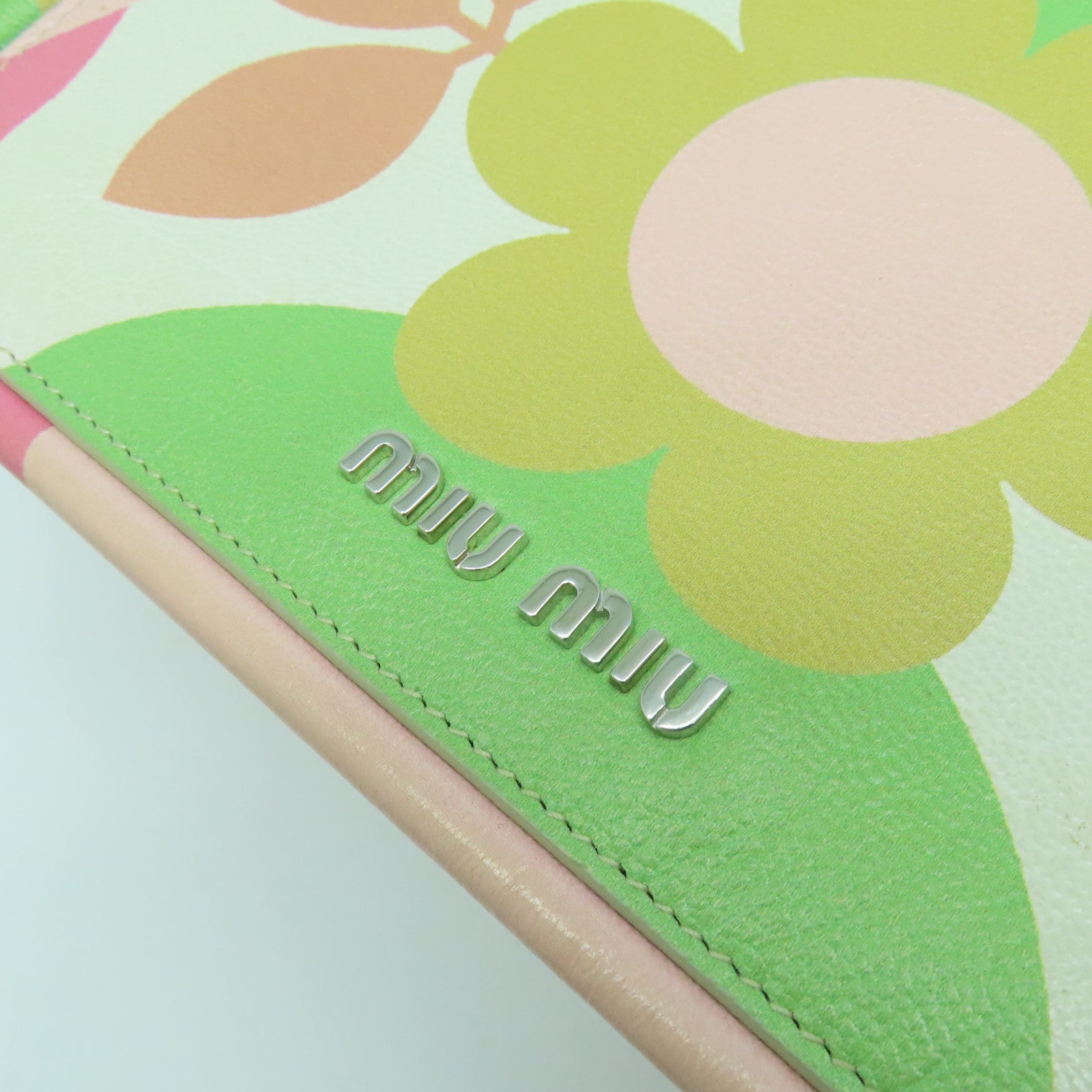 Miu Miu 牛皮皮革Chain Shoulder Bag銀扣鏈帶肩背袋粉紅色