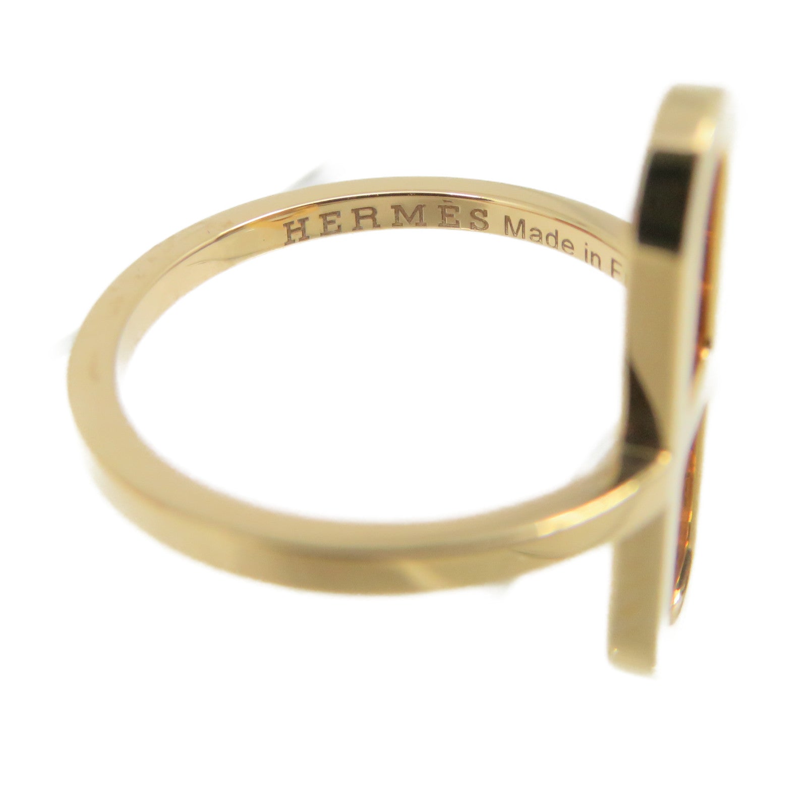 HERMES 18K rose gold Ever Chaine D'ancre Ring #51
