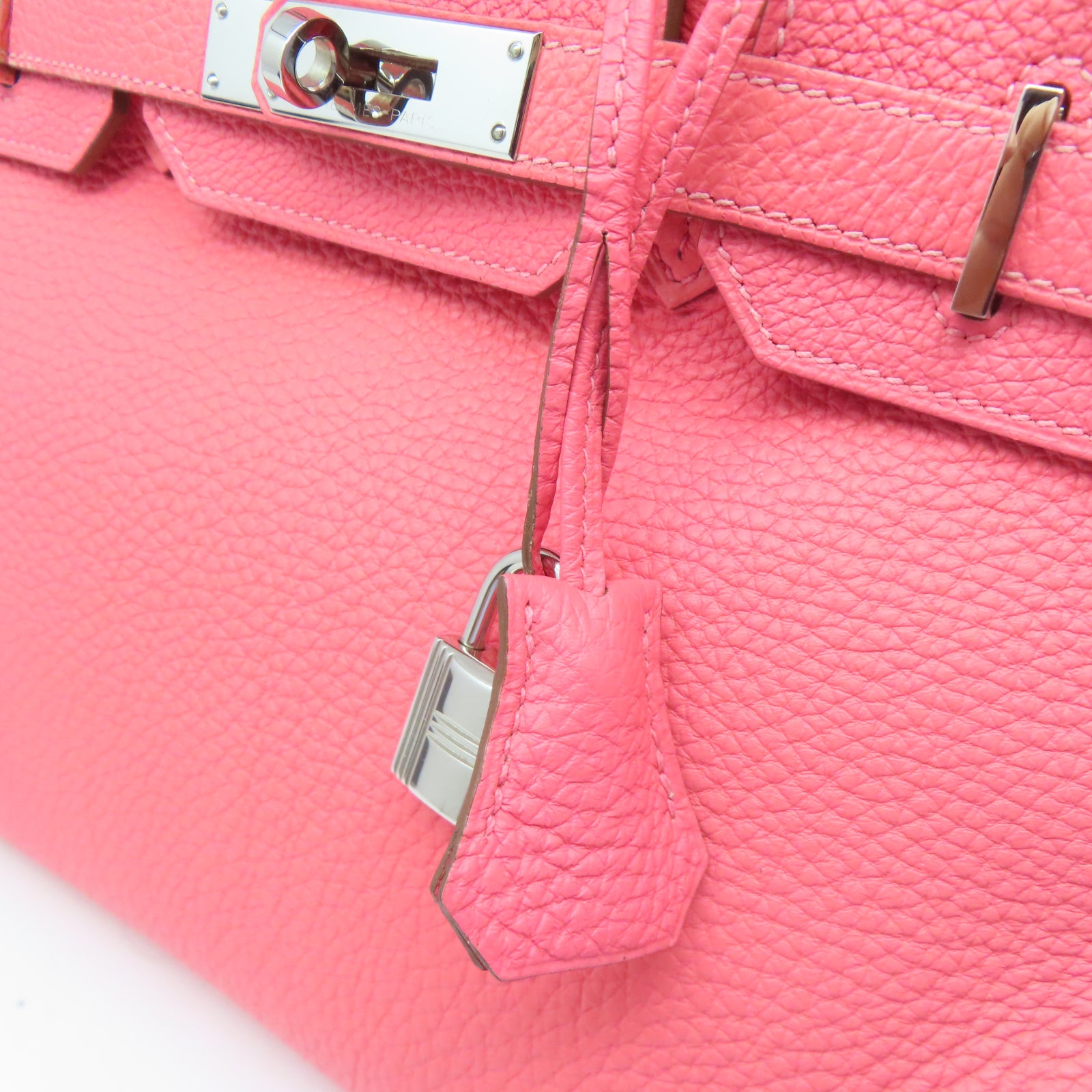 HERMES Togo皮革Birkin 30銀扣手挽袋唇膏粉色