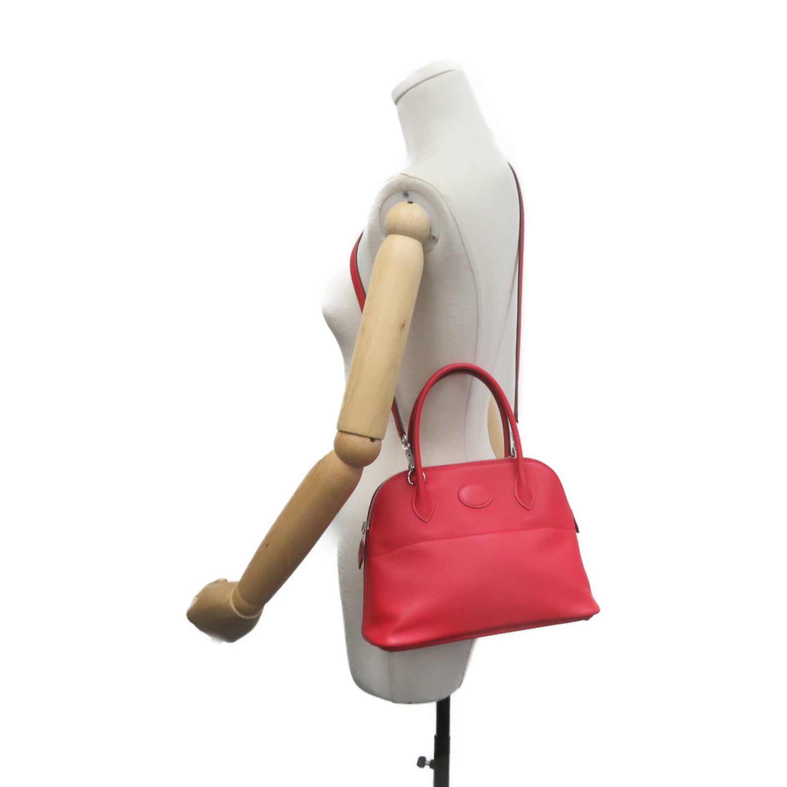 HERMES 【激减优惠】Swift皮革Bolide 27 2Way Shoulder Bag银扣手挽肩背两用袋红色