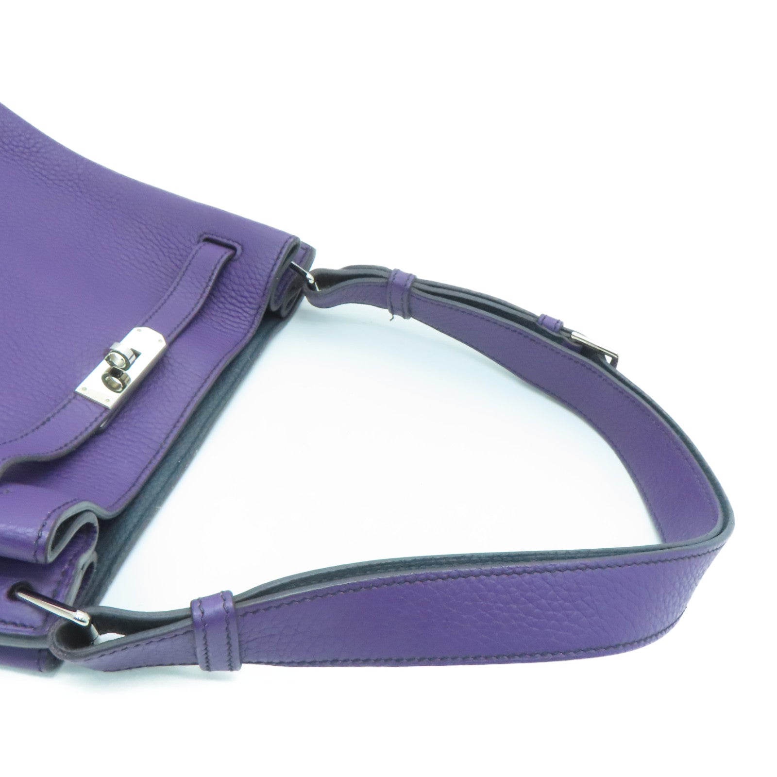 HERMES 【激減優惠】Clemence皮革So Kelly 26 One Shoulder銀扣肩背袋紫色