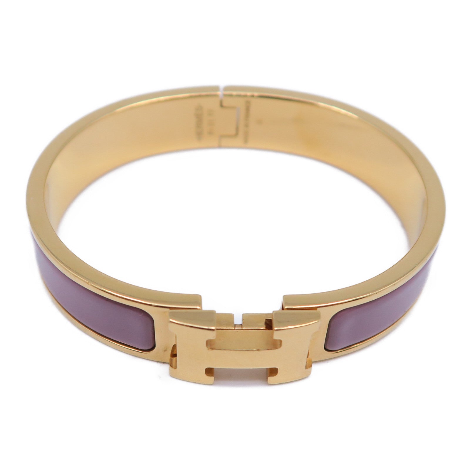 HERMES 金屬Clic H Bracelet手鐲金色/紫色