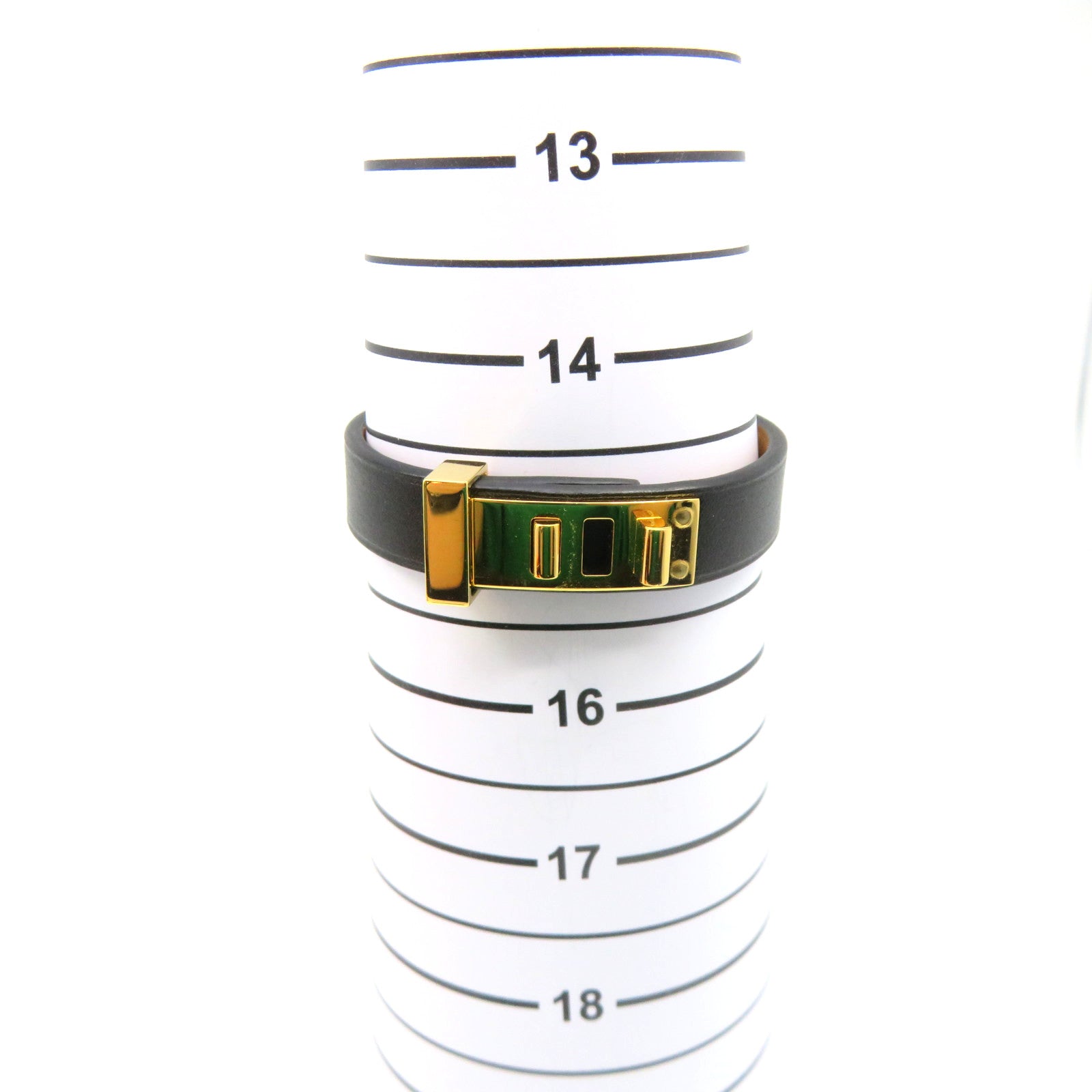 HERMES 牛皮皮革Bracelet T2金扣手链黑色/金色