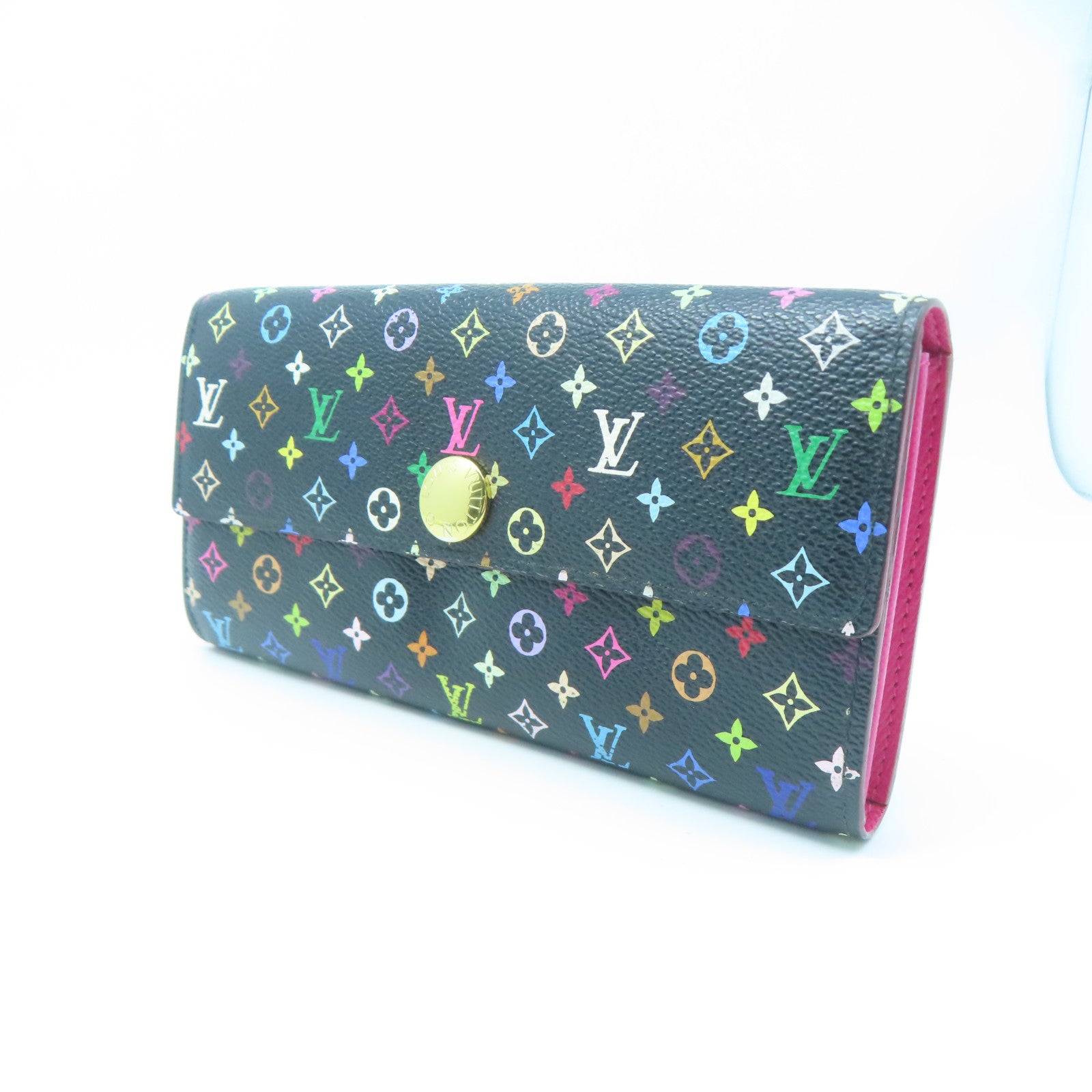 LOUIS VUITTON Monogram Multicolore Long Wallet gold buckle long wallet black