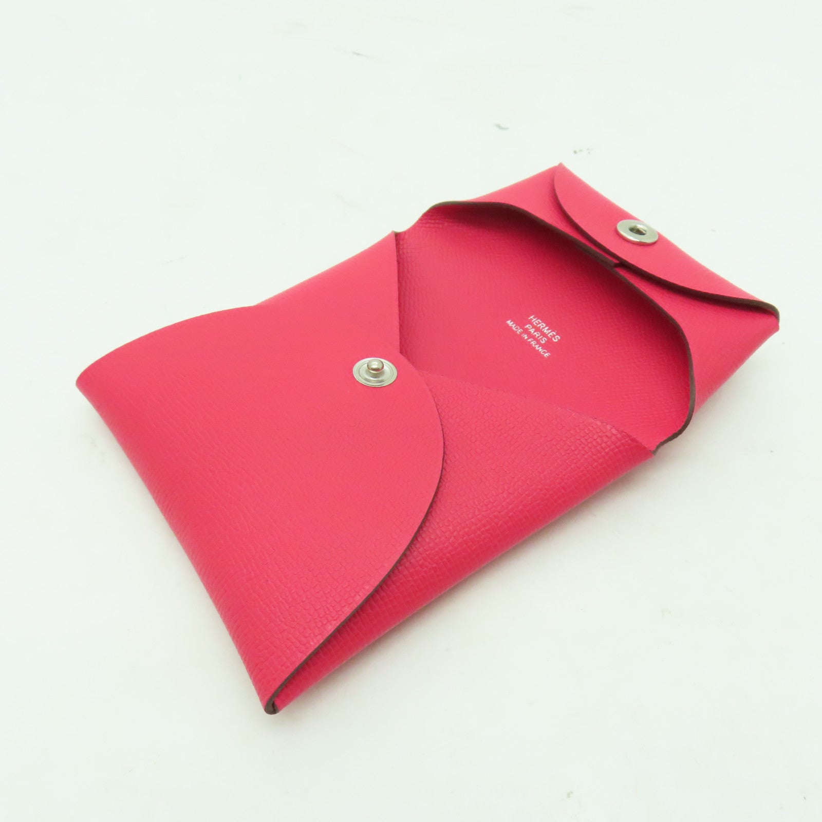 HERMES Epsom皮革Bastia Coin Purse銀扣零錢包墨西哥玫瑰粉