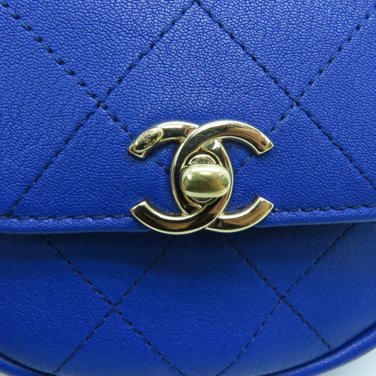 CHANEL 【激減優惠】菱格牛皮皮革Chain Shoulder金扣肩背袋藍色