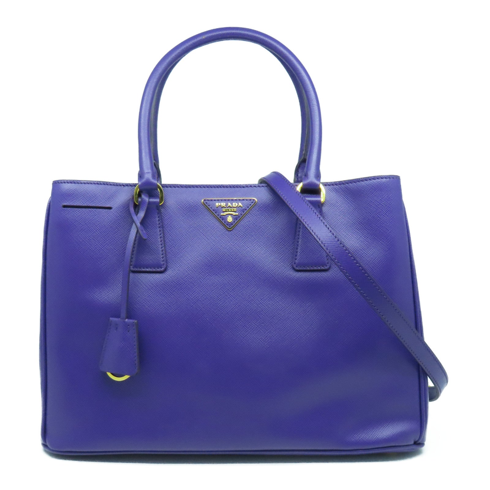 PRADA 牛皮皮革Shoulder Bag金扣手挽肩背兩用袋紫色