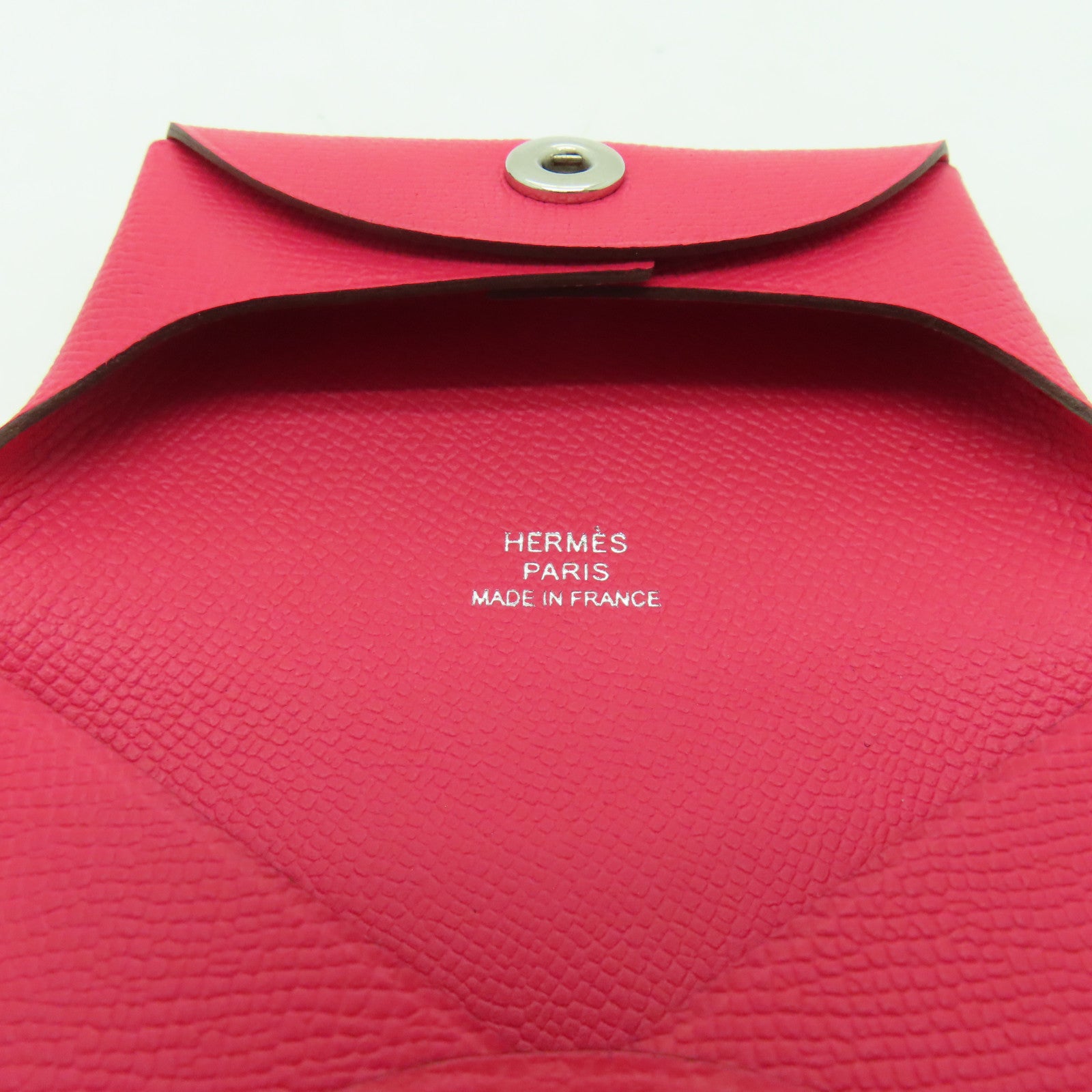 HERMES Epsom皮革Bastia Coin Purse銀扣零錢包墨西哥玫瑰粉