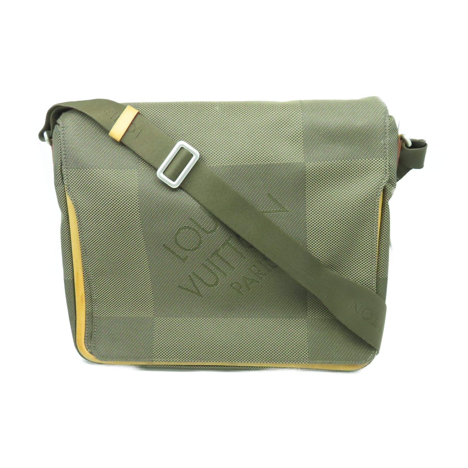 LOUIS VUITTON Damier Geant Mesaje NM銀扣肩背袋棕色