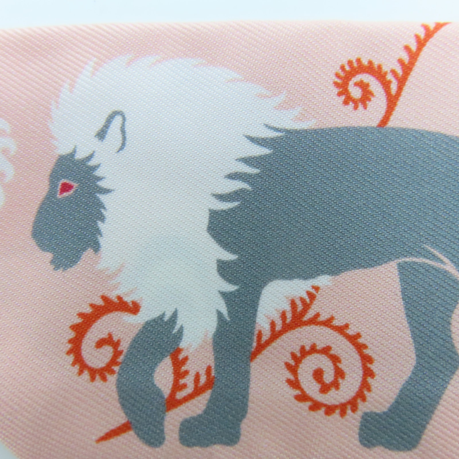 HERMES 絲質Twilly絲巾紅色/灰色