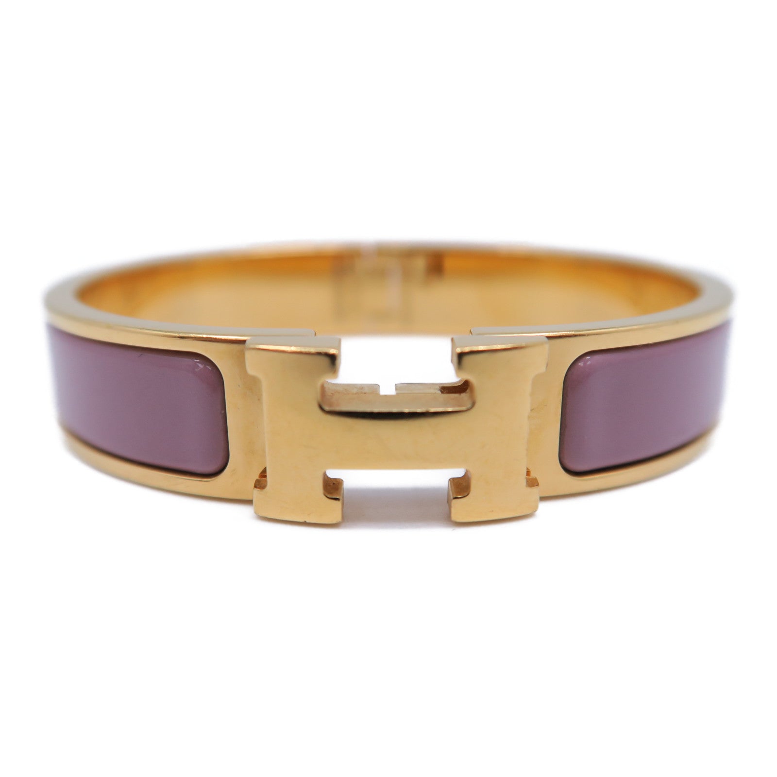 HERMES 金屬Clic H Bracelet手鐲金色/紫色