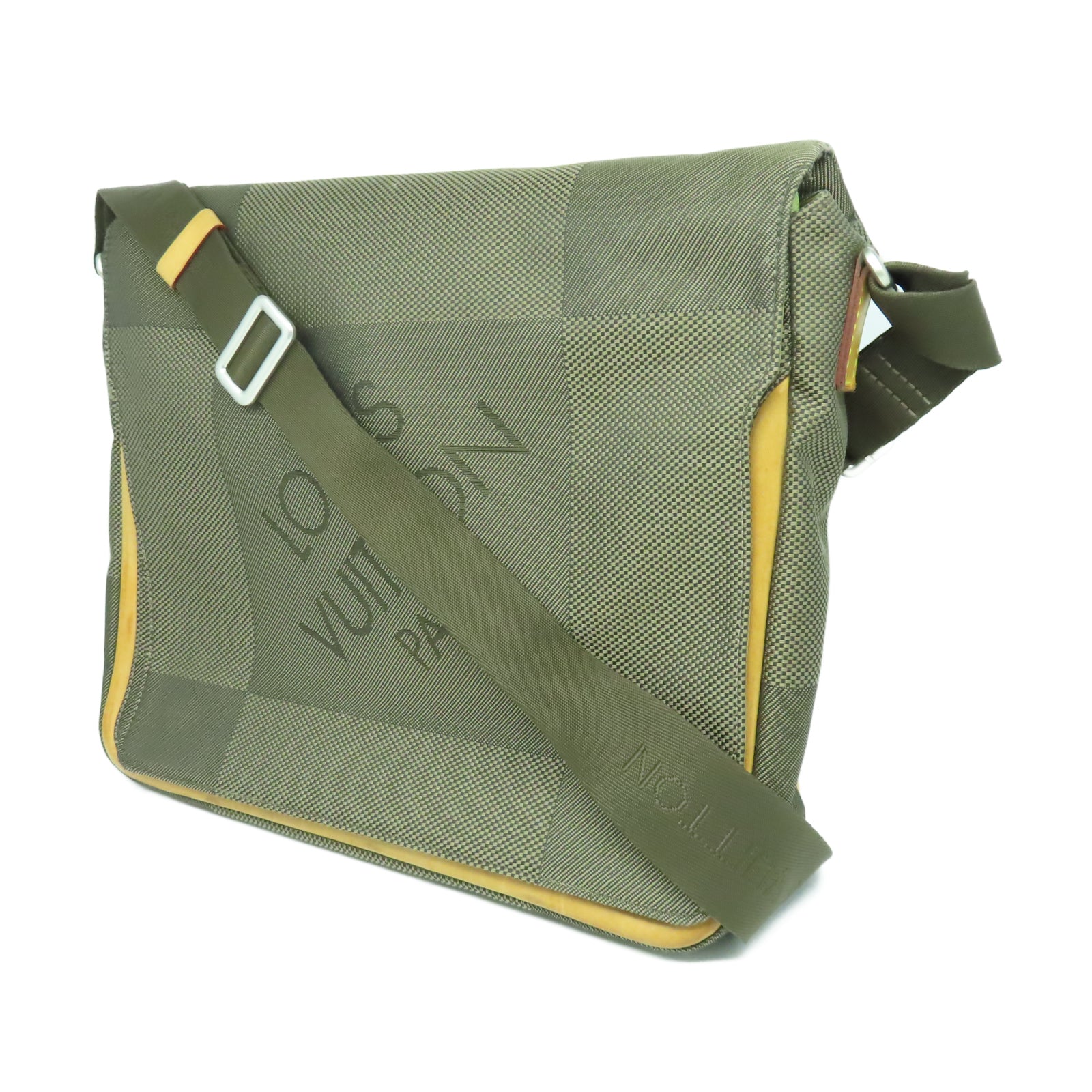 LOUIS VUITTON Damier Geant Mesaje NM銀扣肩背袋棕色