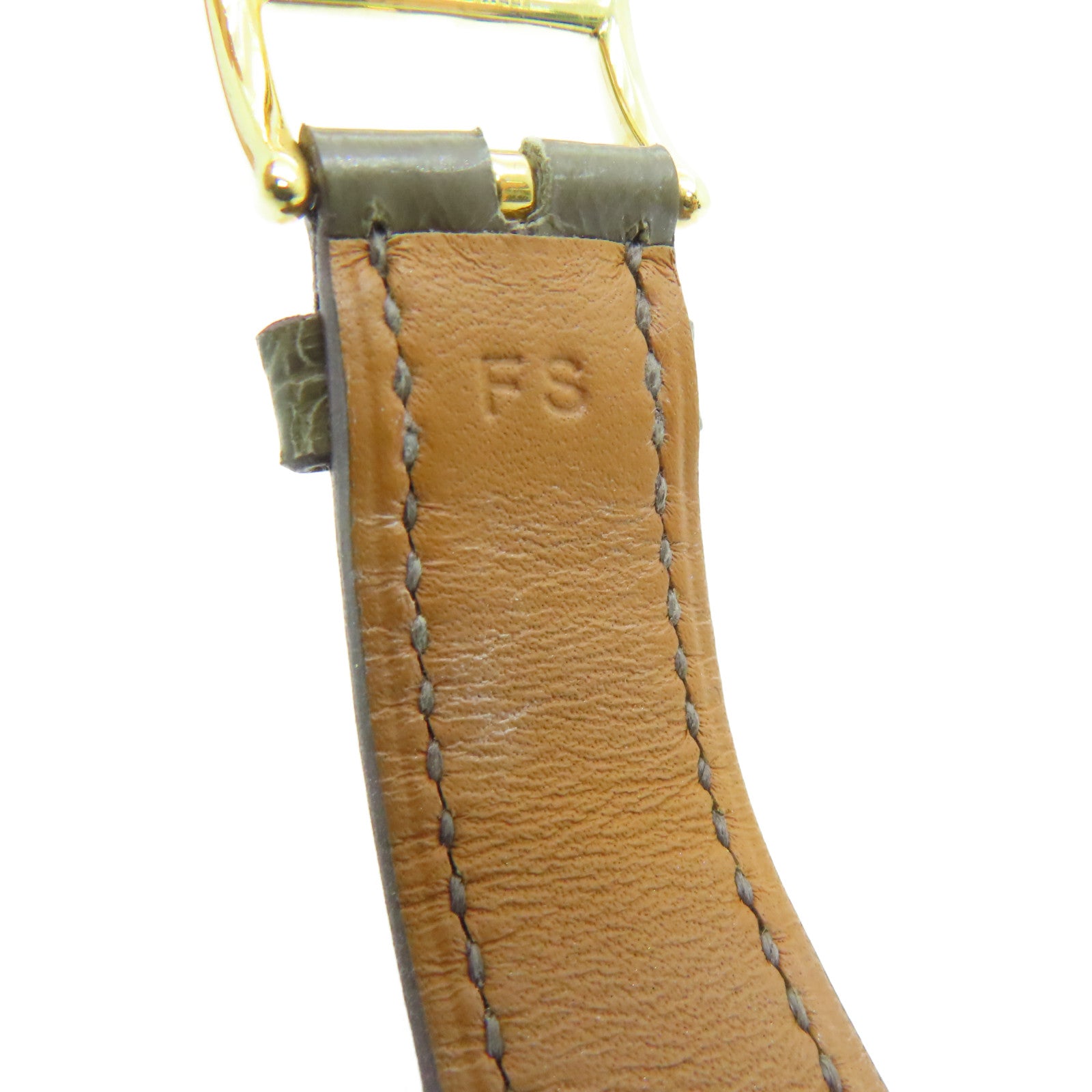 HERMES H Watch鱷魚皮革帶/不鏽鋼鑽石手錶石英機芯白色