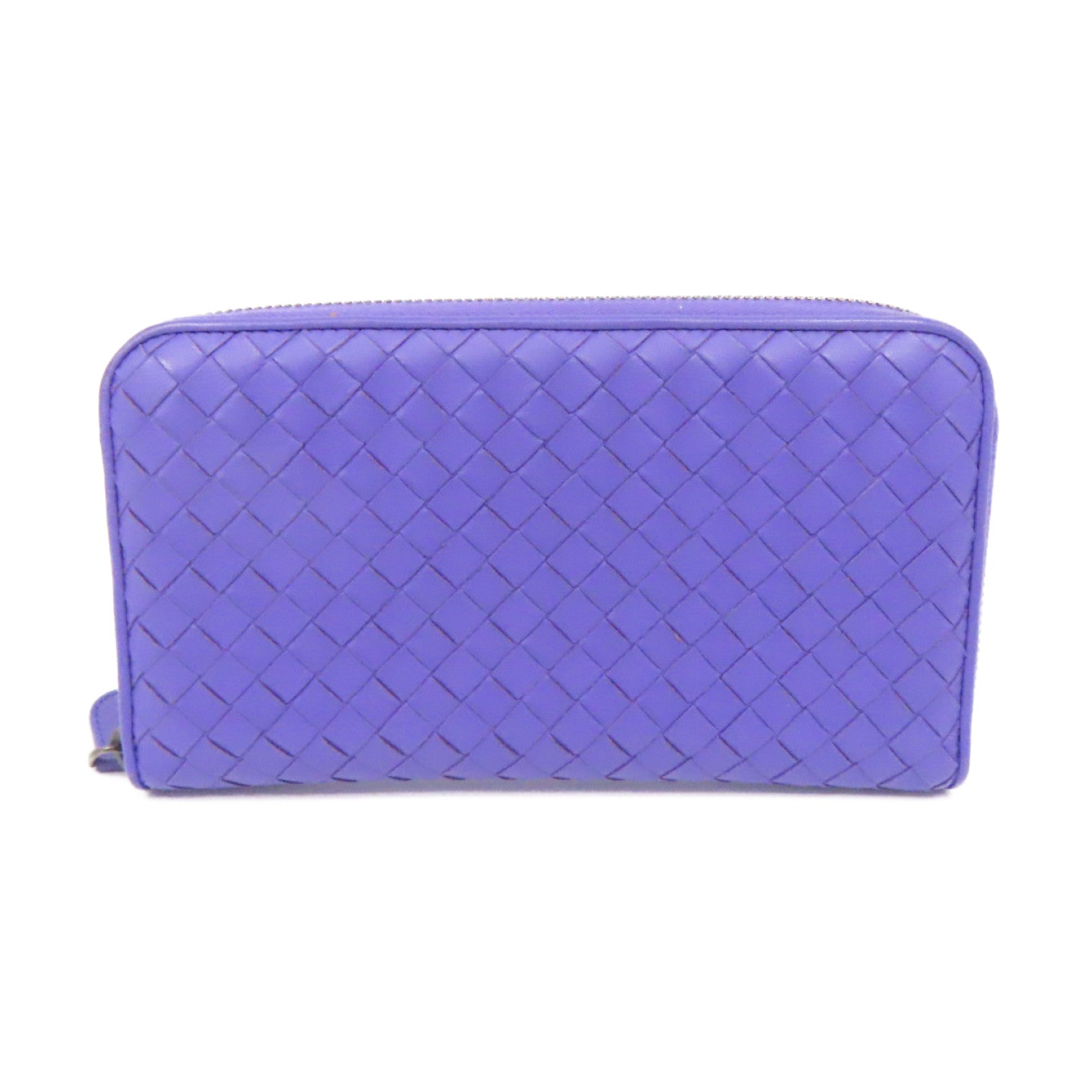 BOTTEGA VENETA 织纹皮革Long Wallet银扣长钱包紫色
