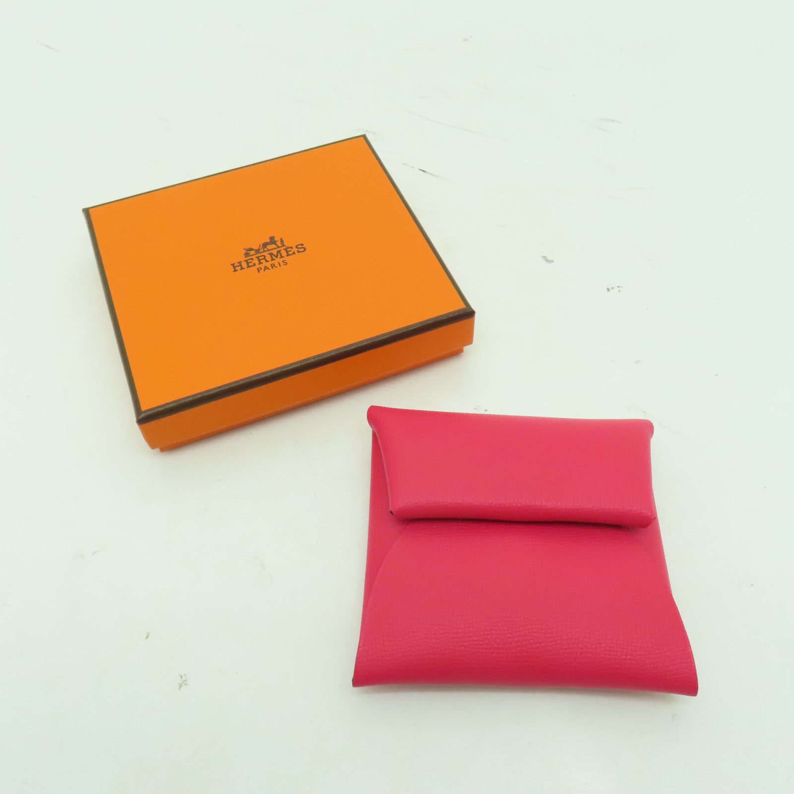 HERMES Epsom皮革Bastia Coin Purse銀扣零錢包墨西哥玫瑰粉
