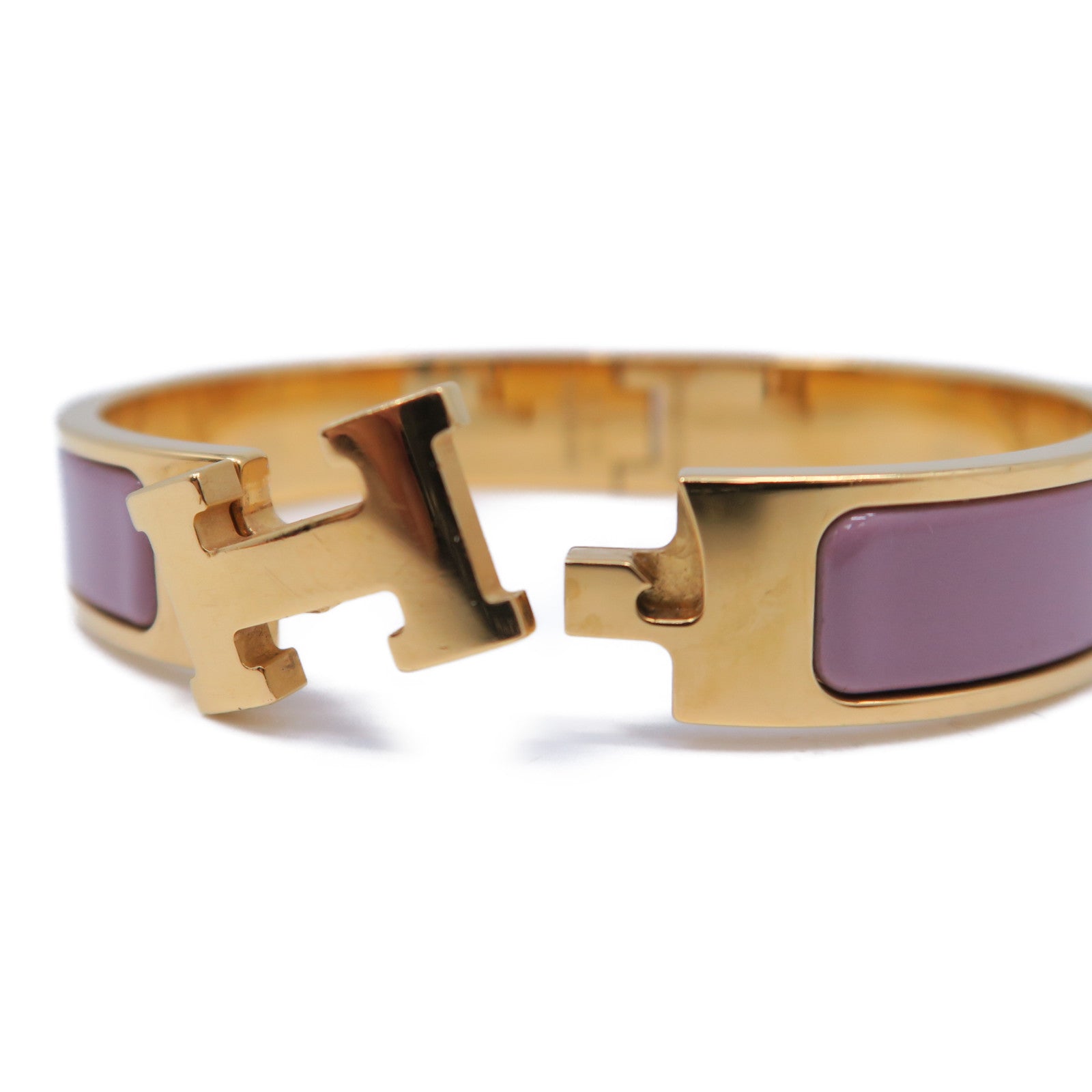 HERMES 金屬Clic H Bracelet手鐲金色/紫色